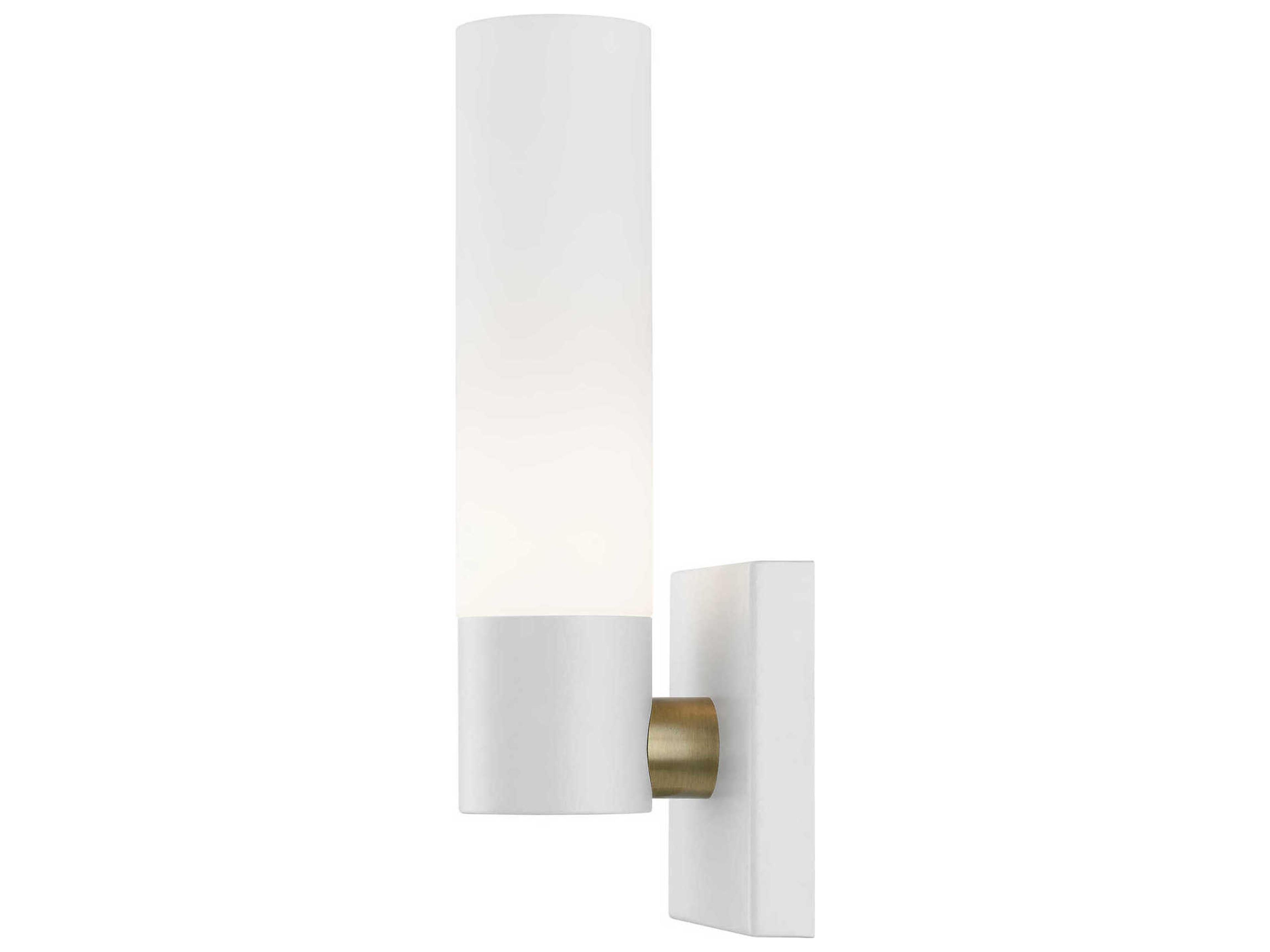 Livex Lighting Aero 1-Light Textured White With Antique Brass Accent Glass Wall Sconce