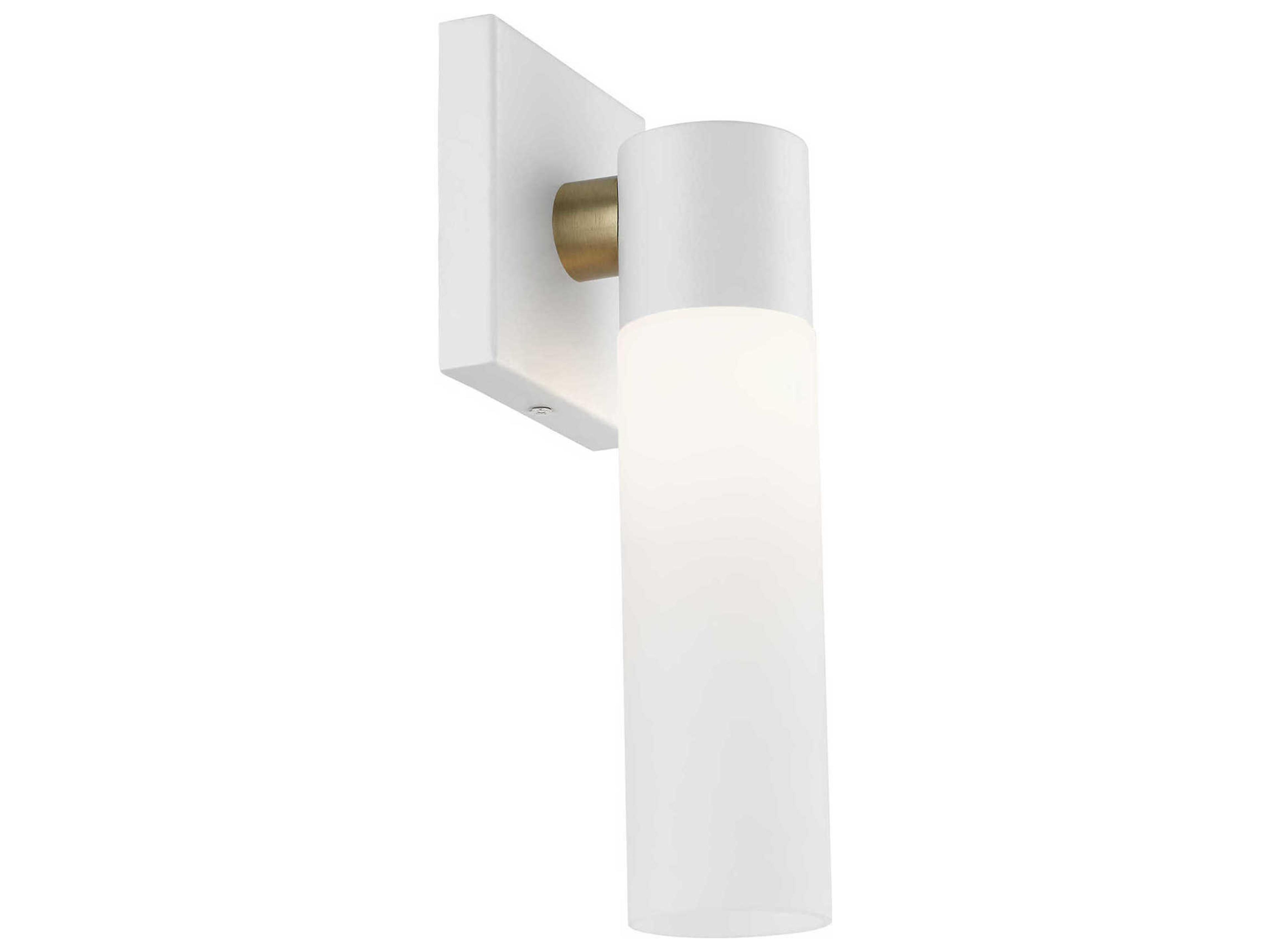 Livex Lighting Aero 1-Light Textured White With Antique Brass Accent Glass Wall Sconce