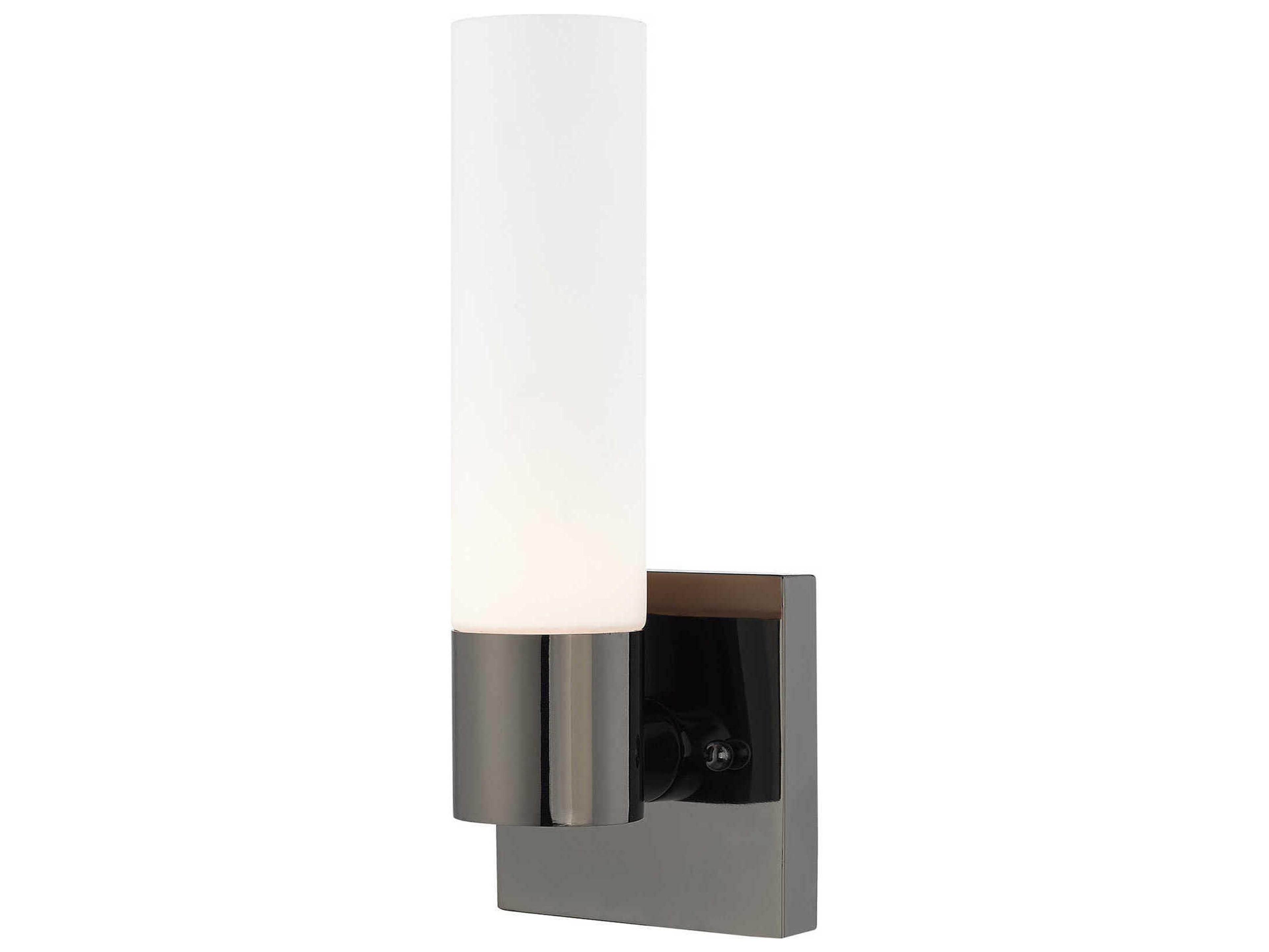 Aero 1-Light Black Chrome White Glass Wall Sconce