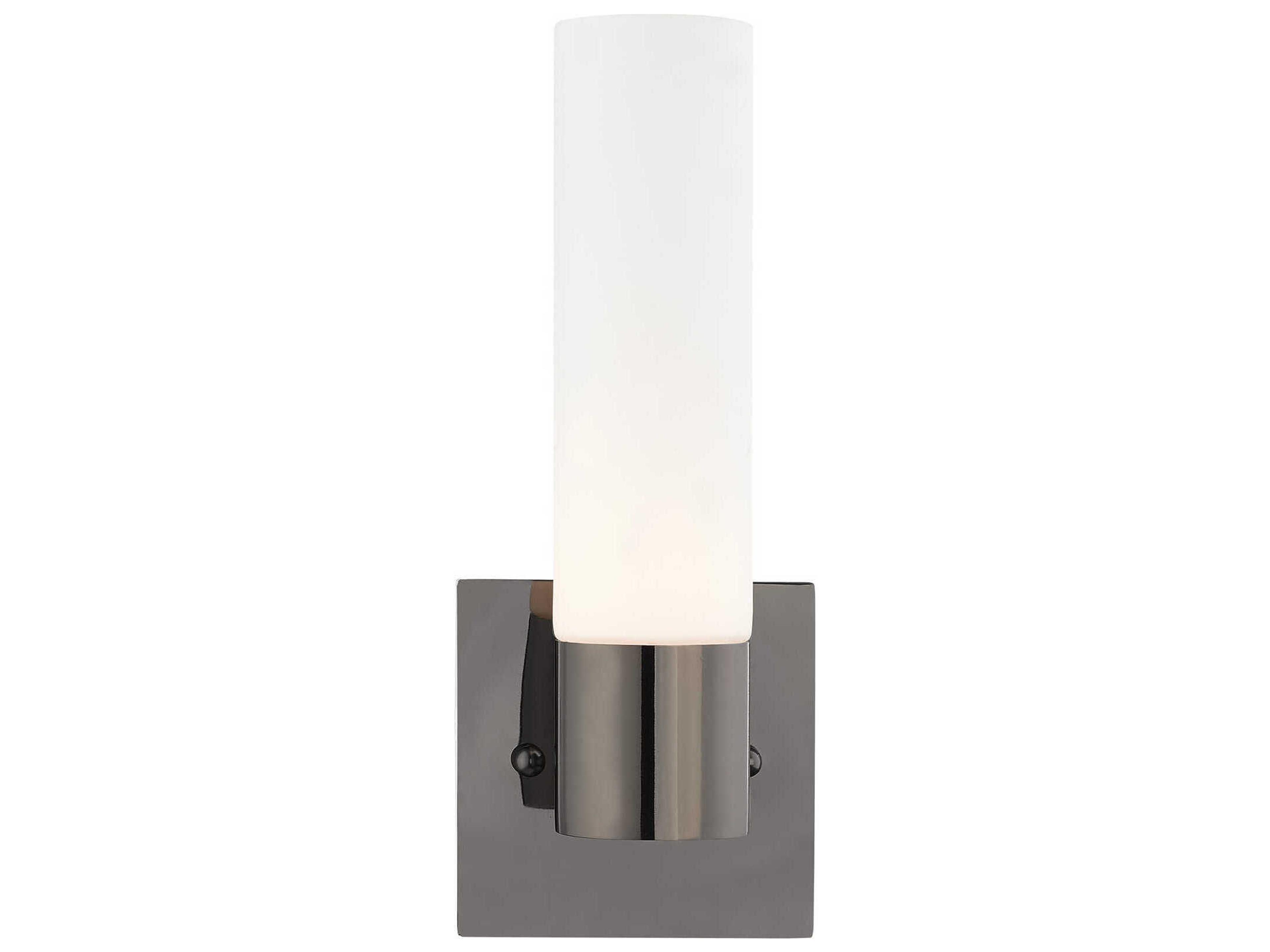 Livex Lighting Aero 1-Light Black Chrome White Glass Wall Sconce