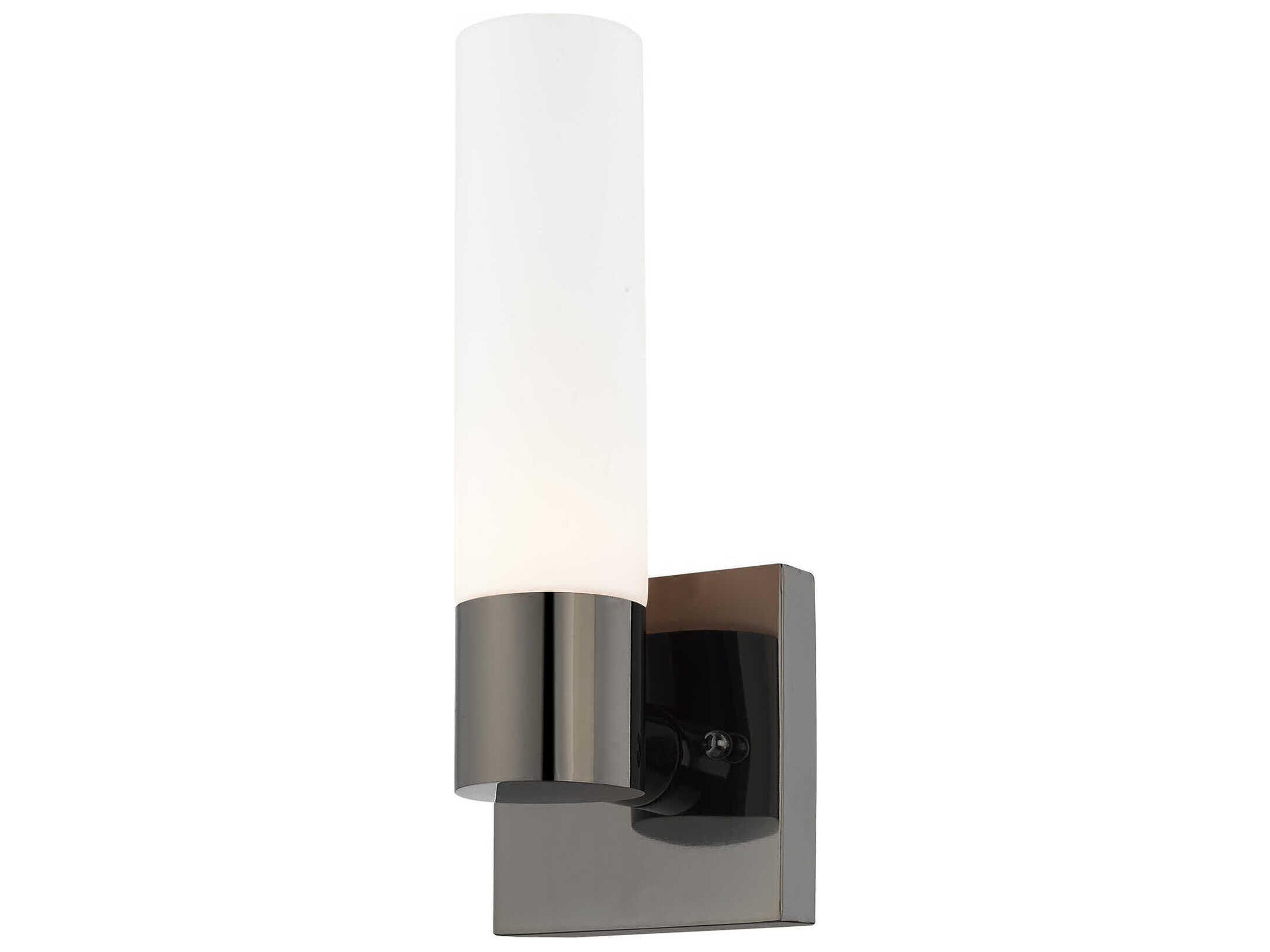 Livex Lighting Aero 1-Light Black Chrome White Glass Wall Sconce