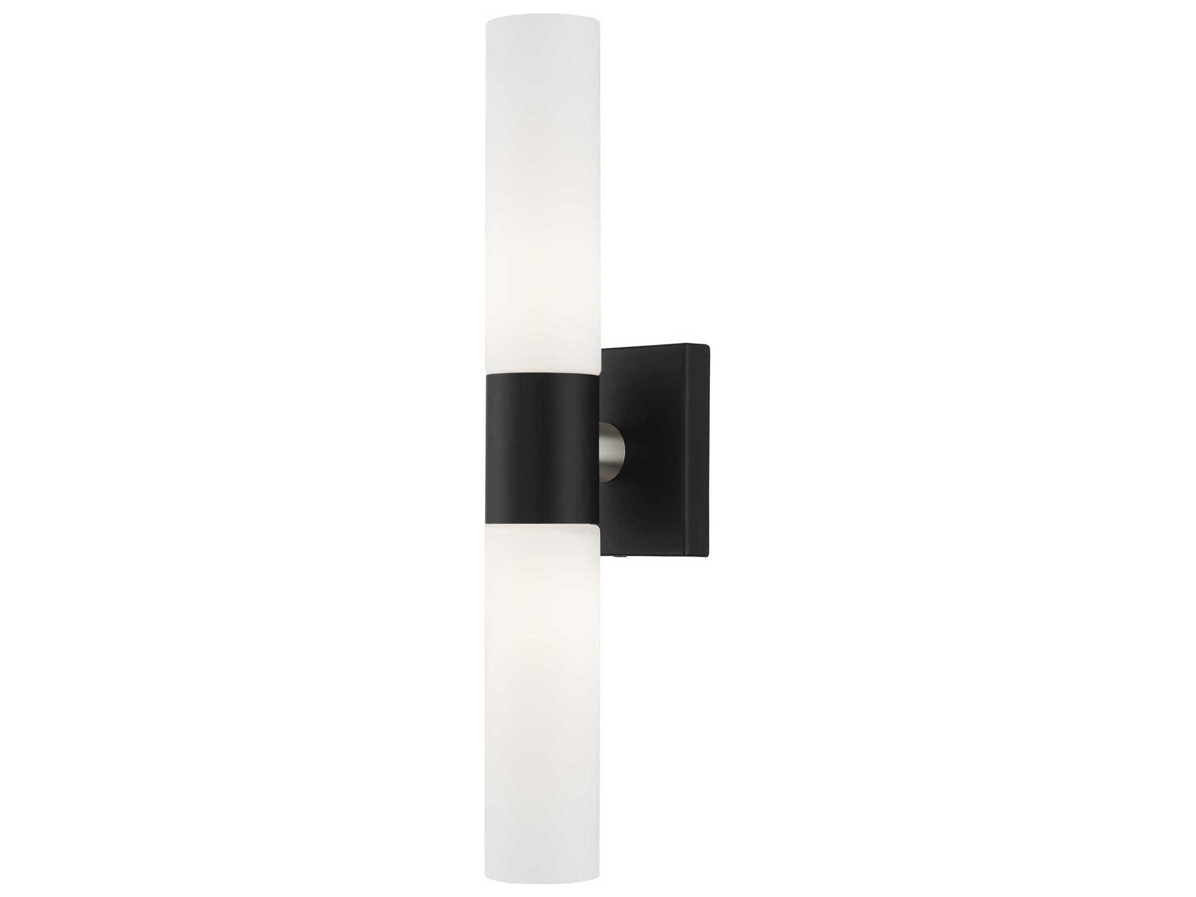 Aero 2-Light Black With Brushed Nickel Accent Glass Wall Sconce