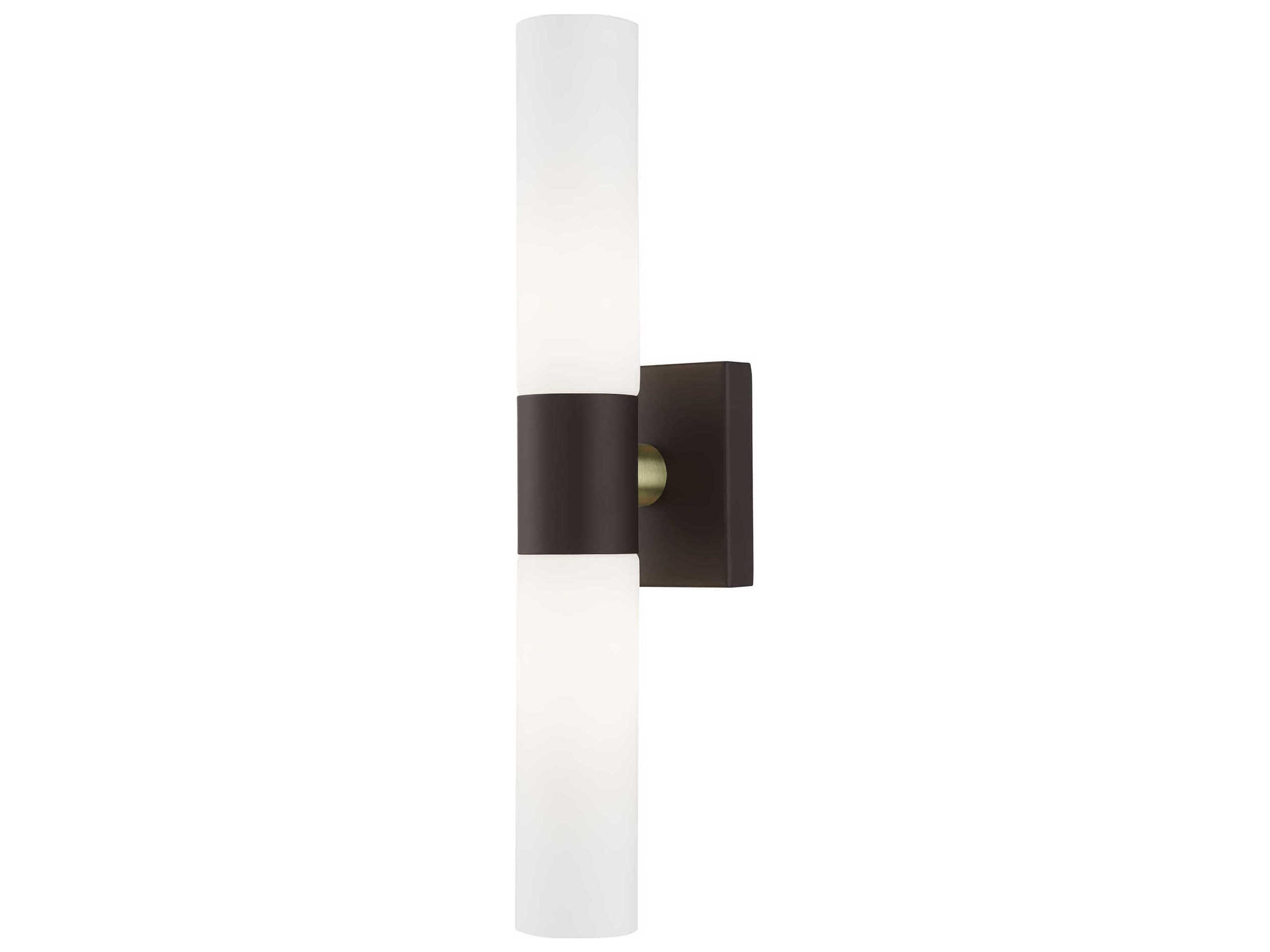 Aero 2-Light Bronze With Antique Brass Accent Glass Wall Sconce