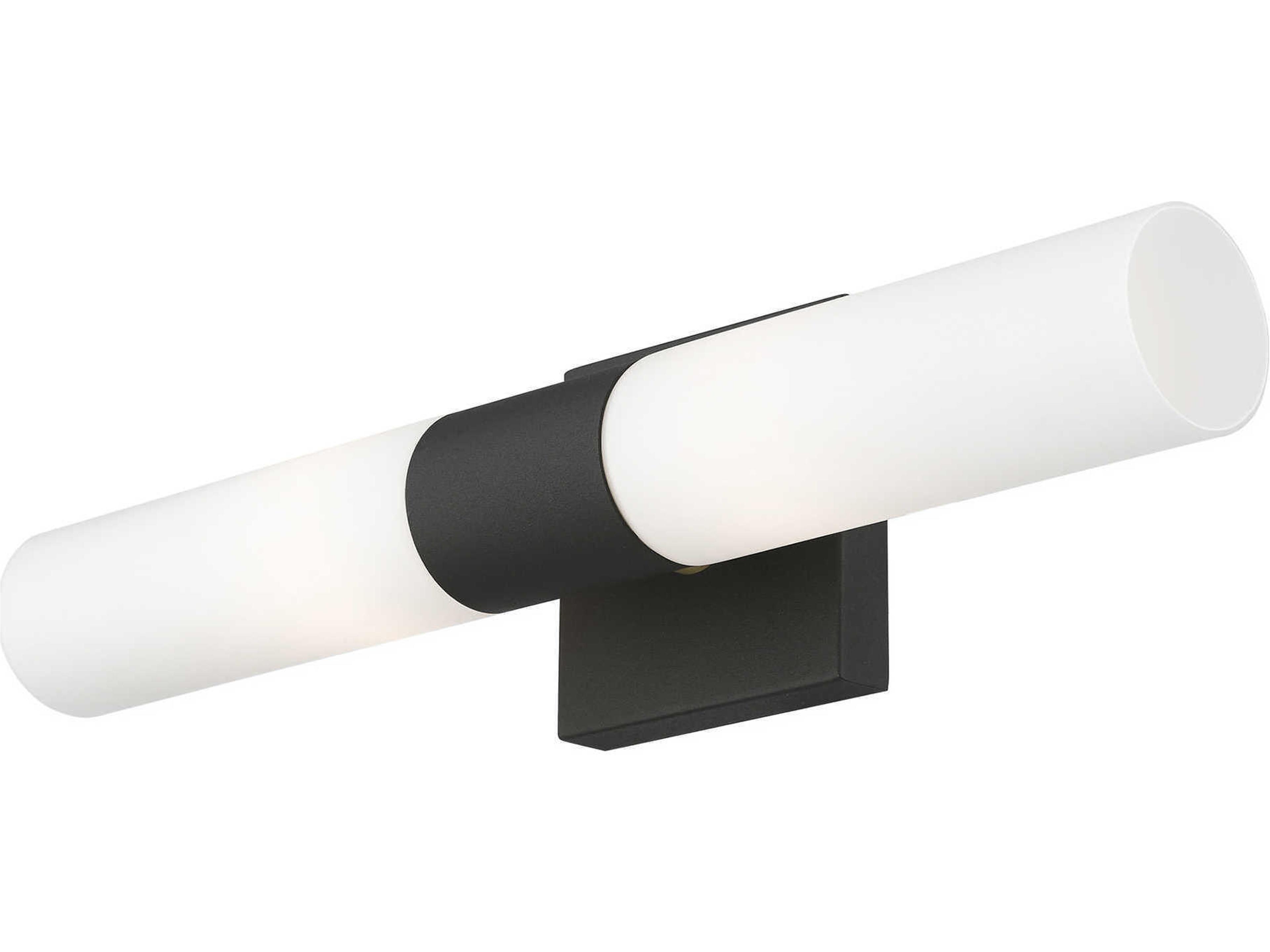 Livex Lighting Aero 2-Light Textured Black With Antique Brass Accent Glass Wall Sconce