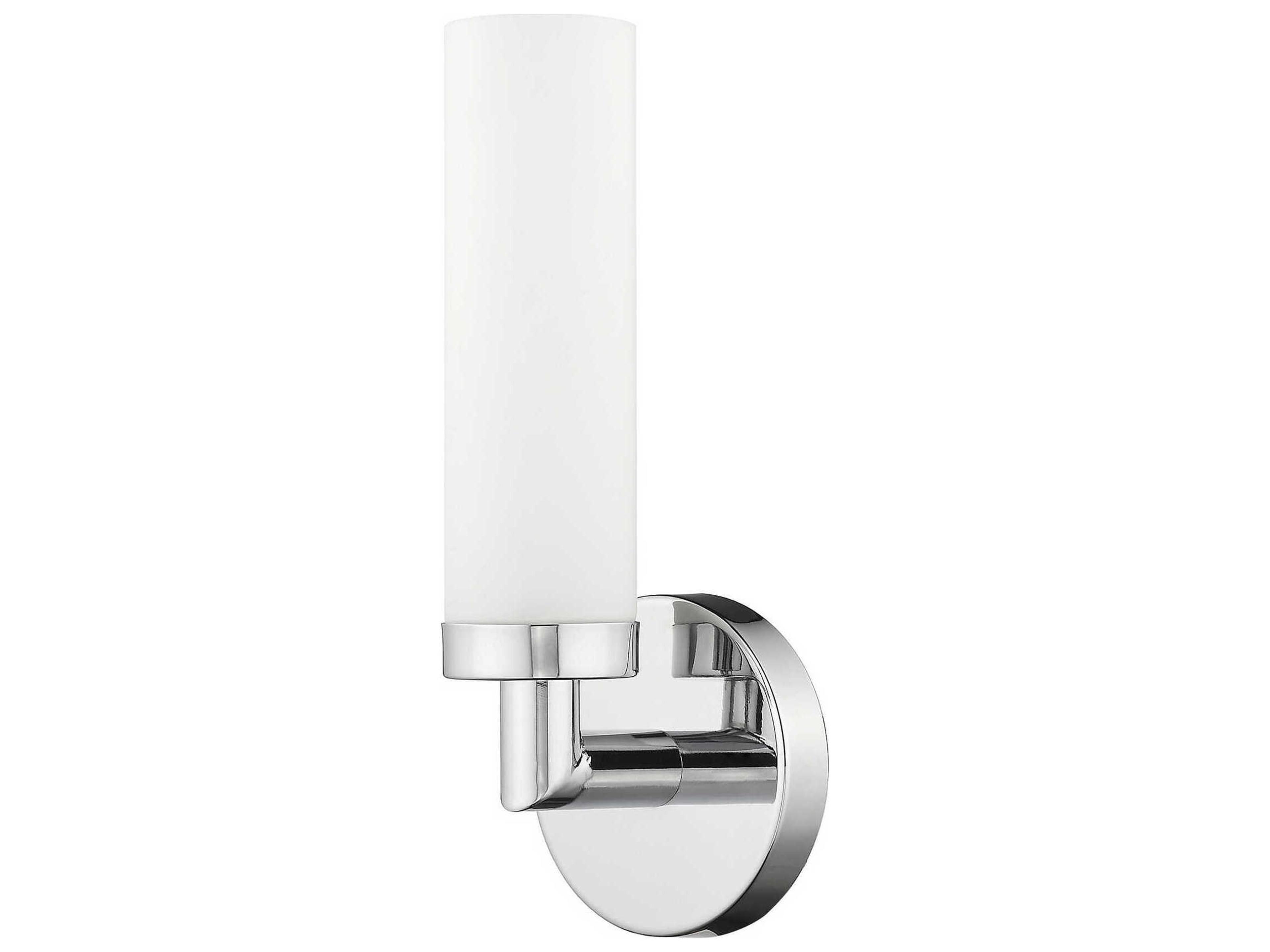 Livex Lighting Aero 1-Light Polished Chrome White Glass Wall Sconce