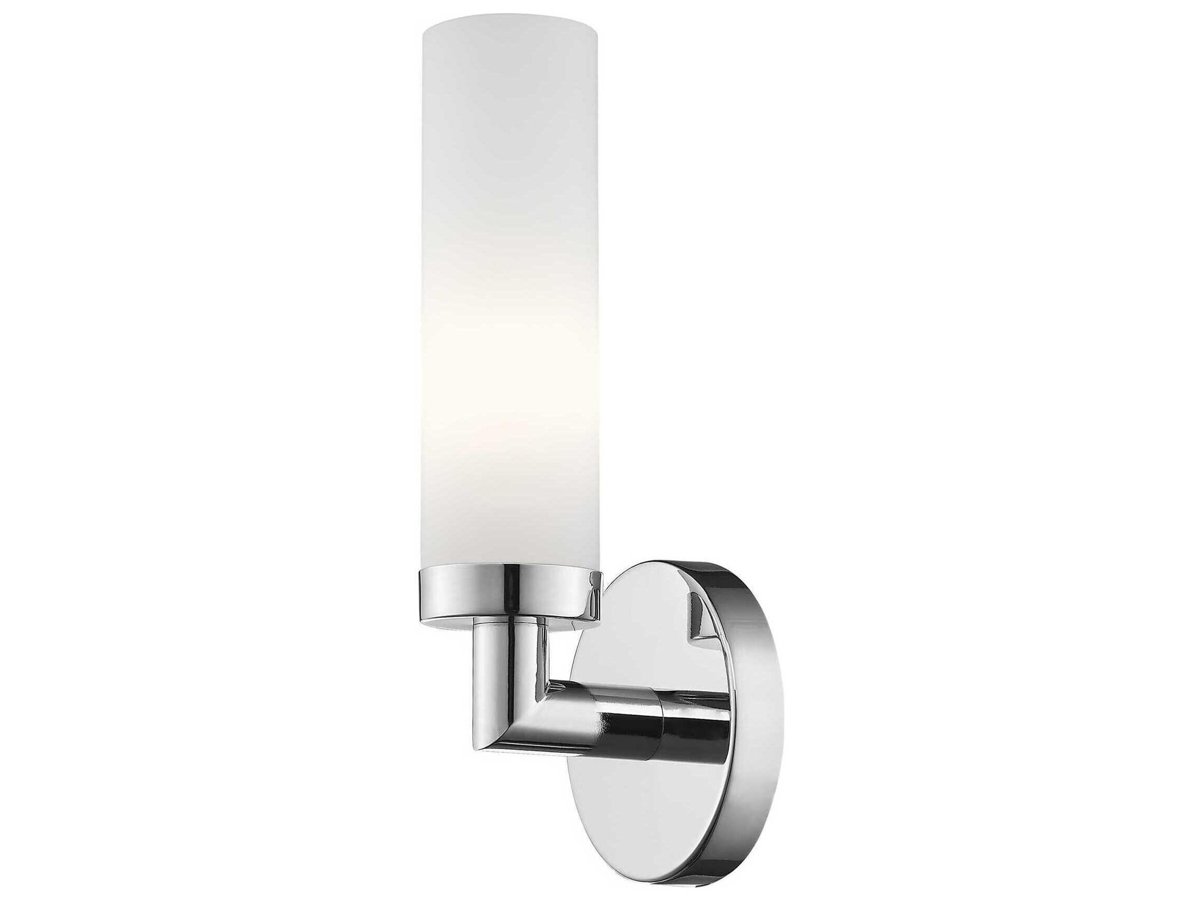 Livex Lighting Aero 1-Light Polished Chrome White Glass Wall Sconce