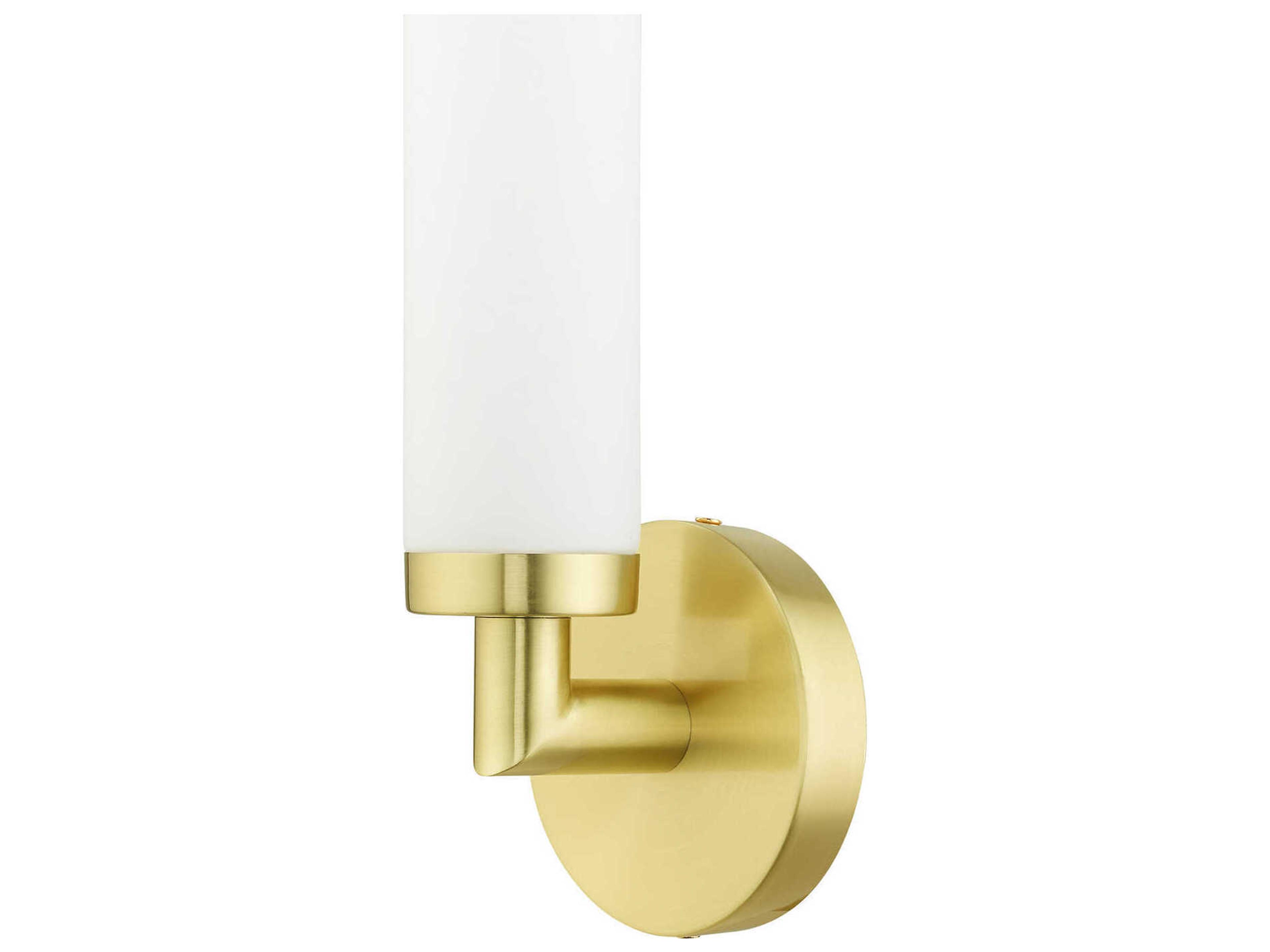 Livex Lighting Aero 1-Light Satin Brass White Glass Wall Sconce