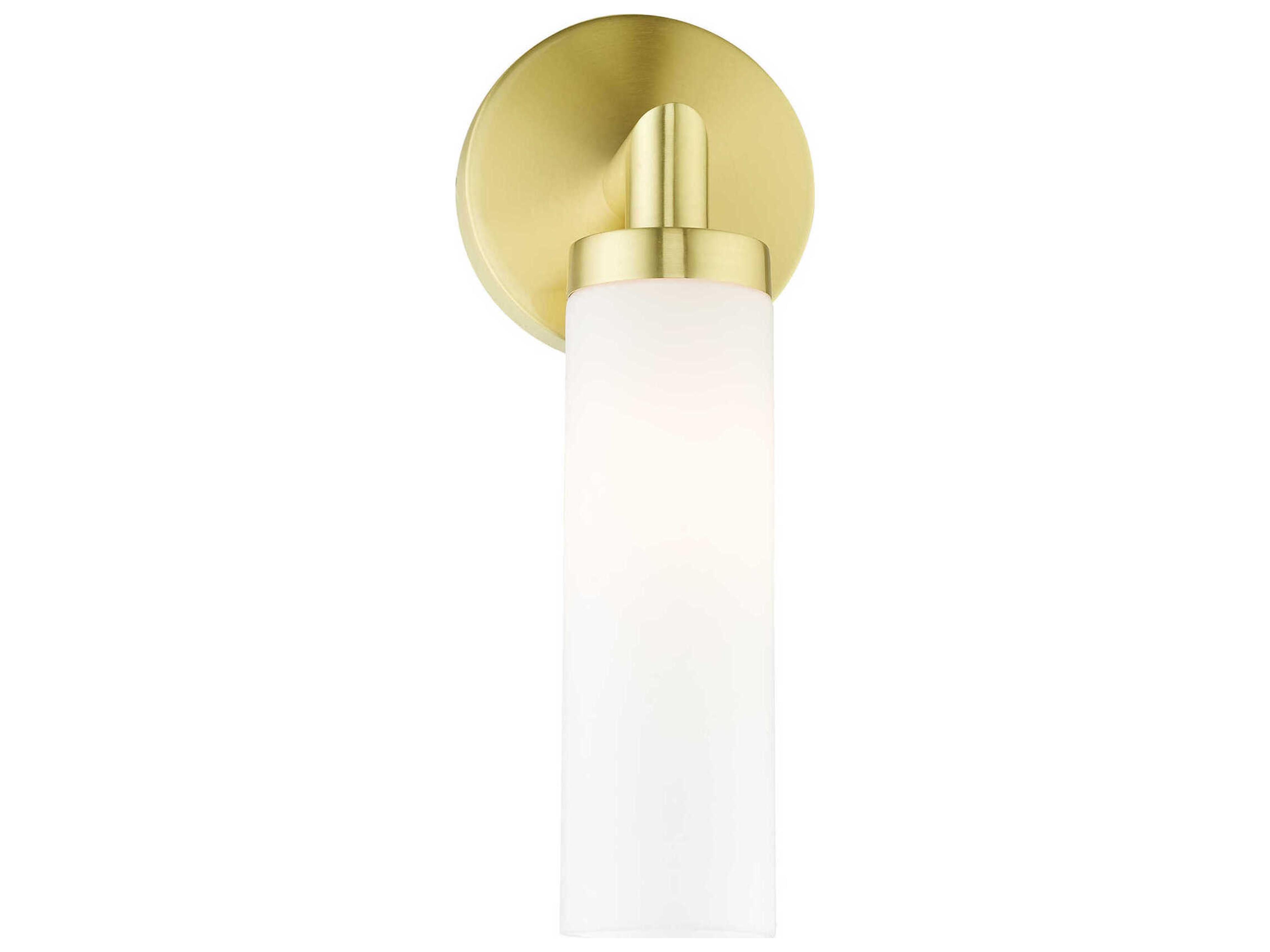 Livex Lighting Aero 1-Light Satin Brass White Glass Wall Sconce
