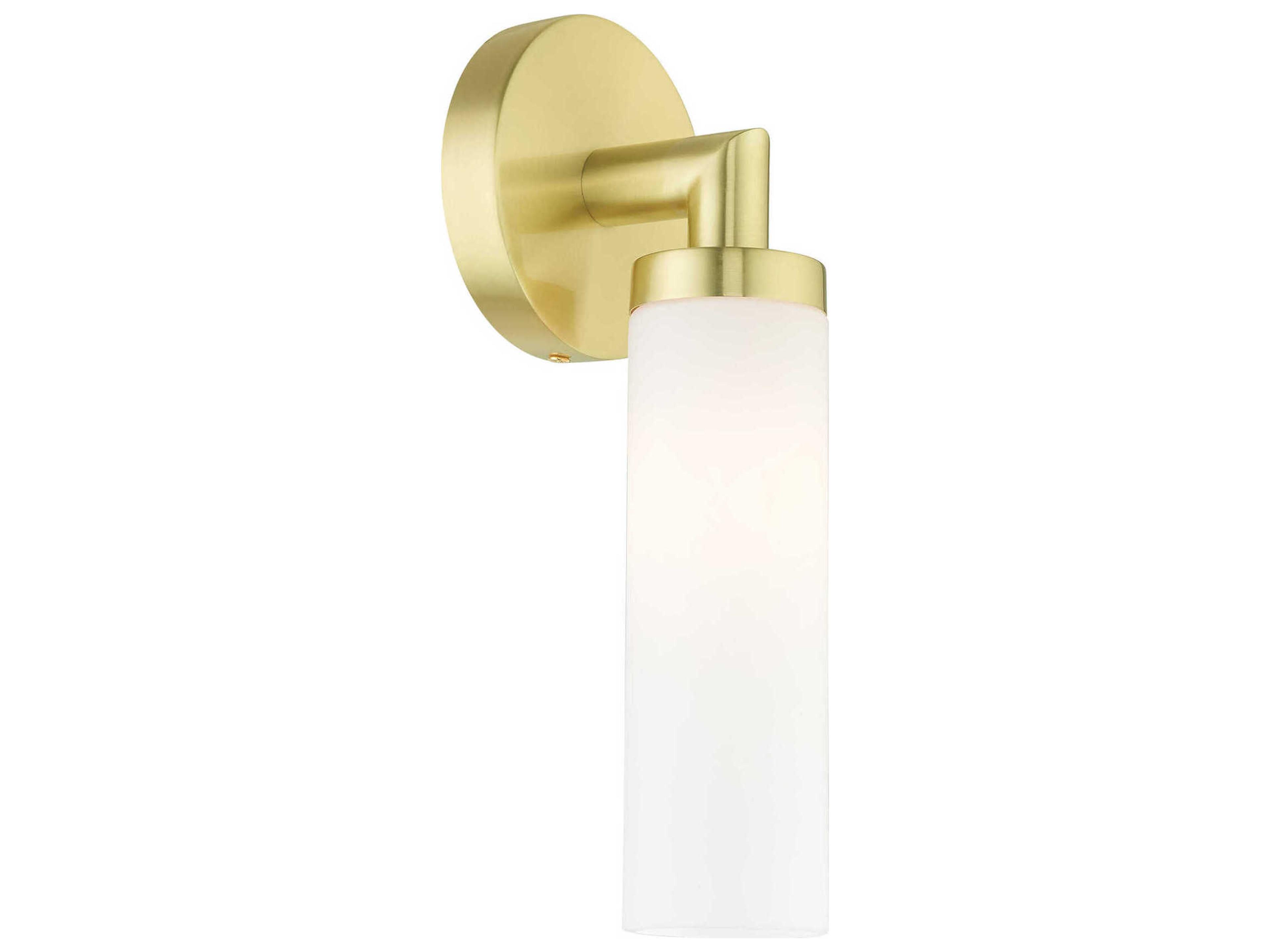 Livex Lighting Aero 1-Light Satin Brass White Glass Wall Sconce