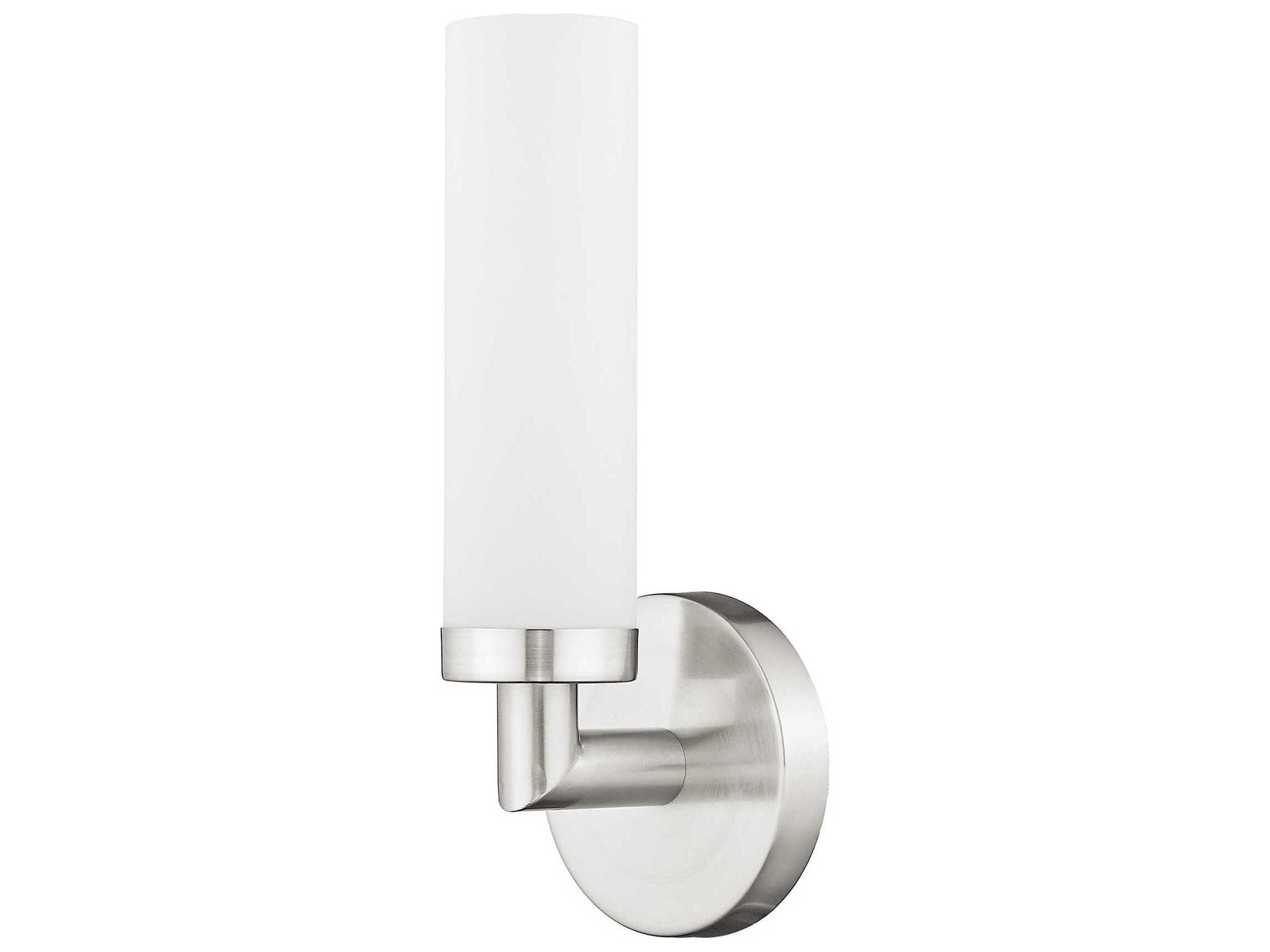 Livex Lighting Aero 1-Light Brushed Nickel White Glass Wall Sconce