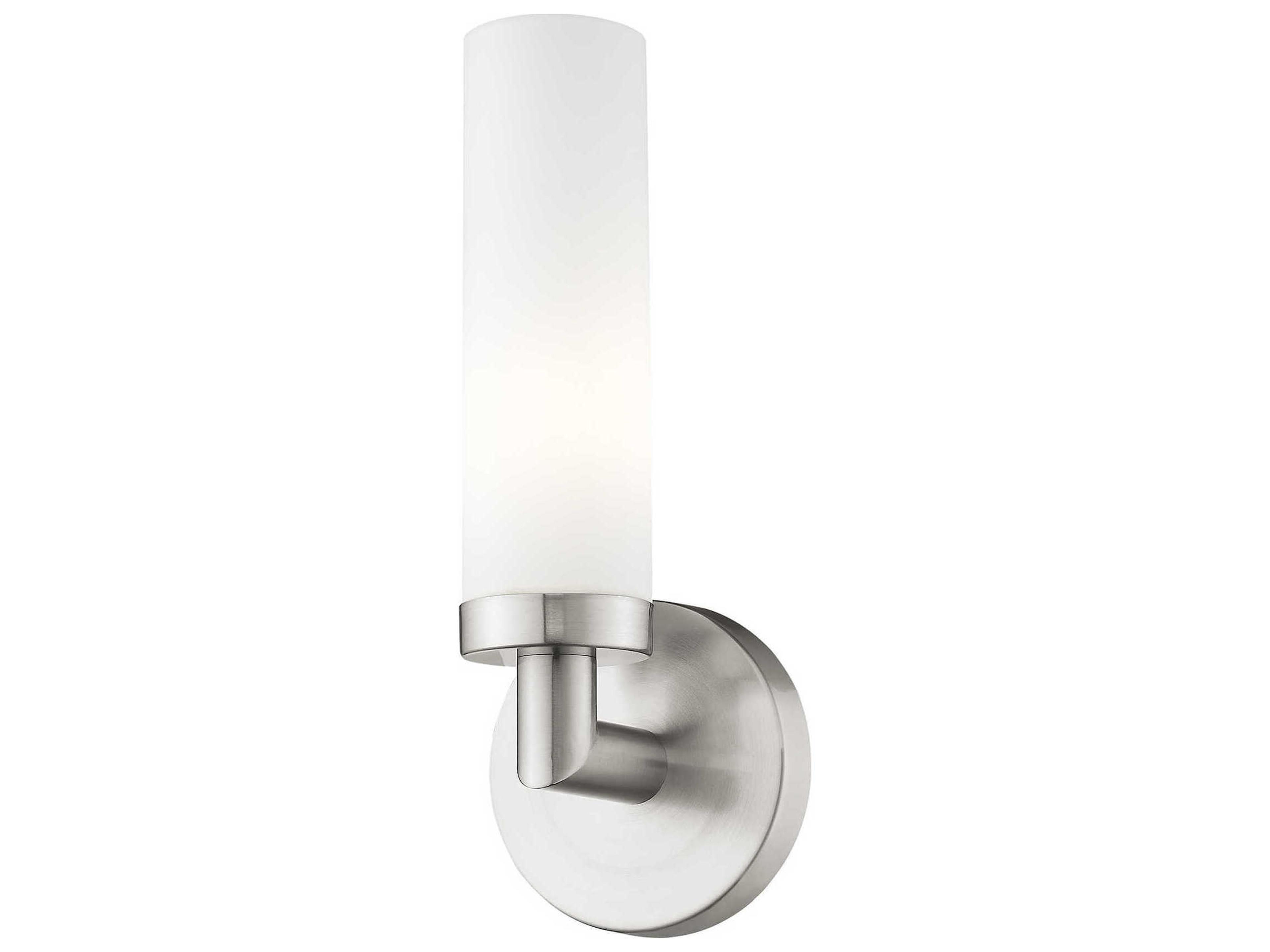 Livex Lighting Aero 1-Light Brushed Nickel White Glass Wall Sconce