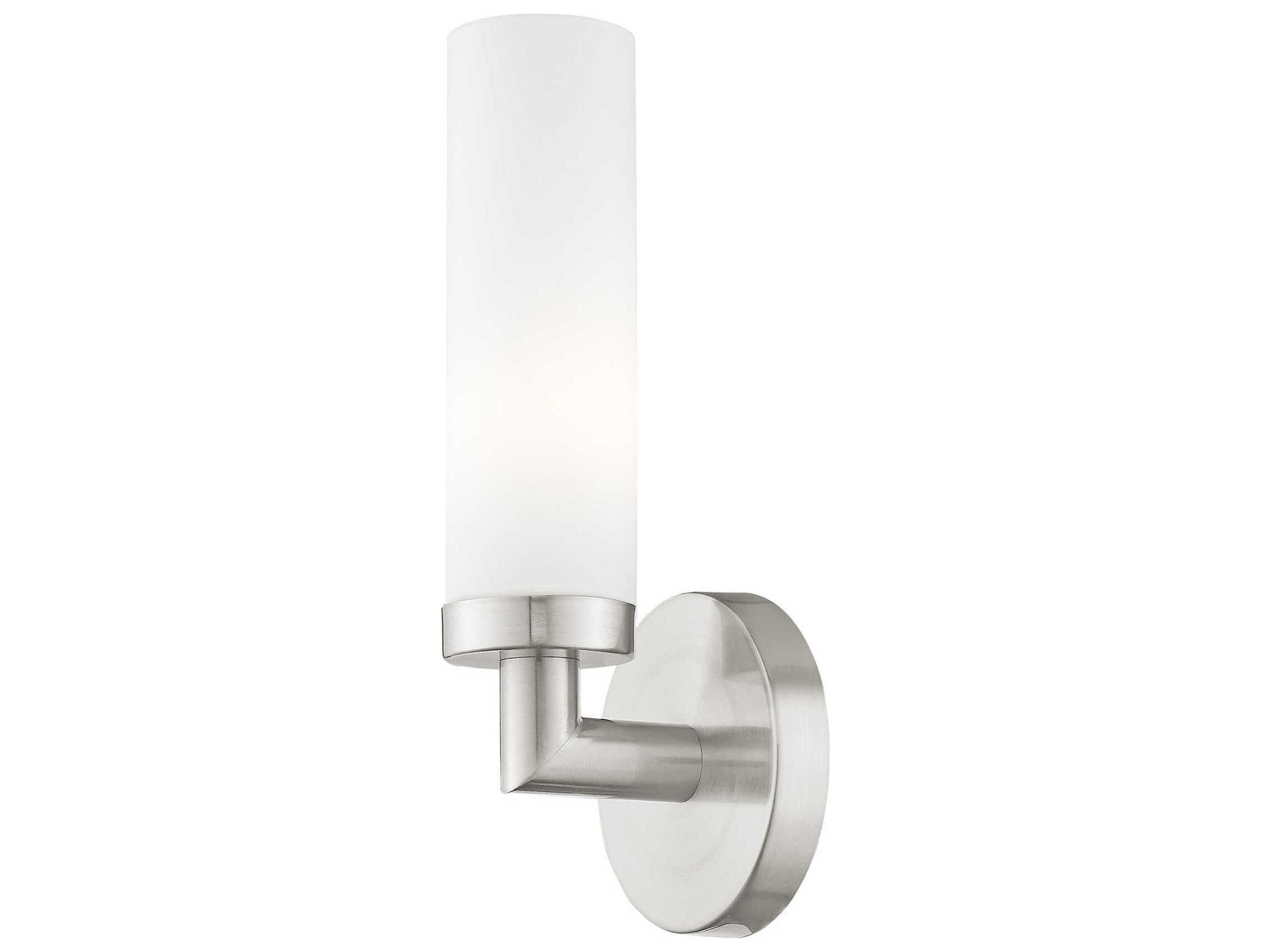 Livex Lighting Aero 1-Light Brushed Nickel White Glass Wall Sconce