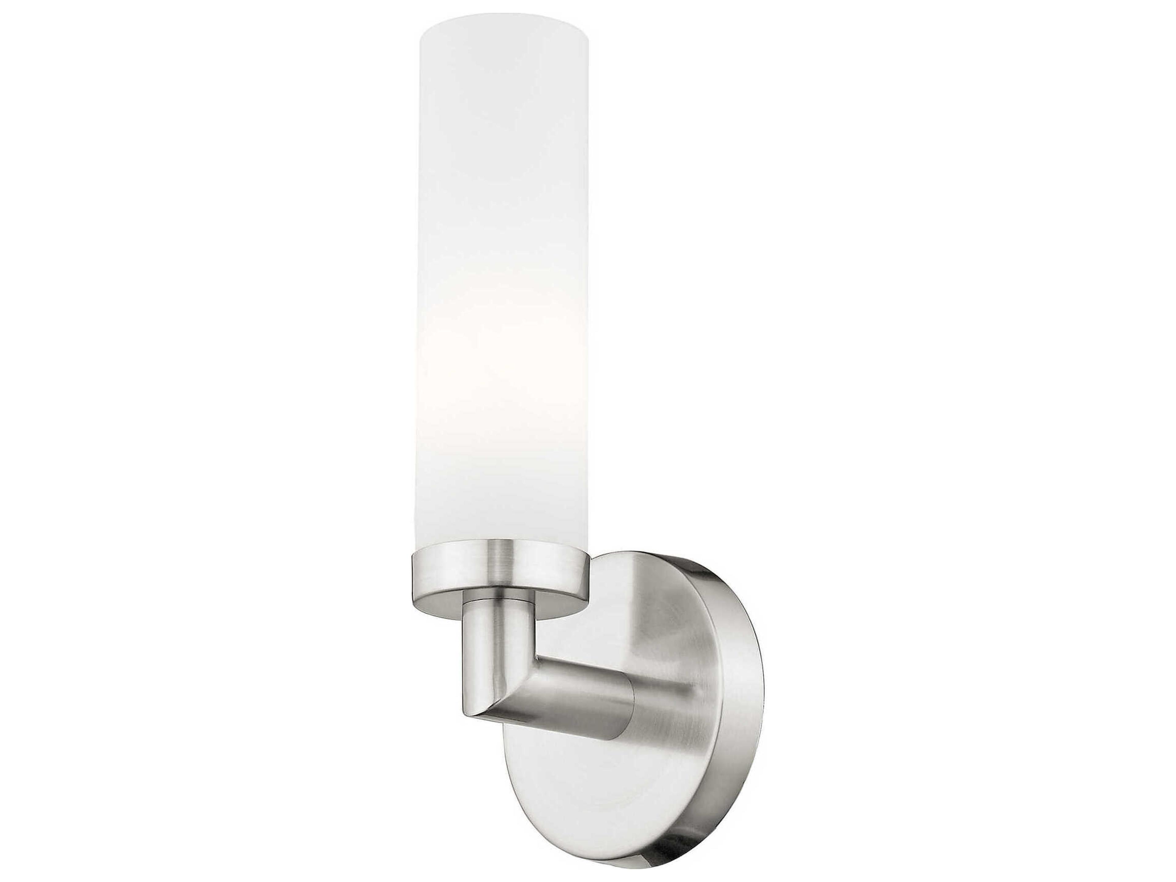 Livex Lighting Aero 1-Light Brushed Nickel White Glass Wall Sconce