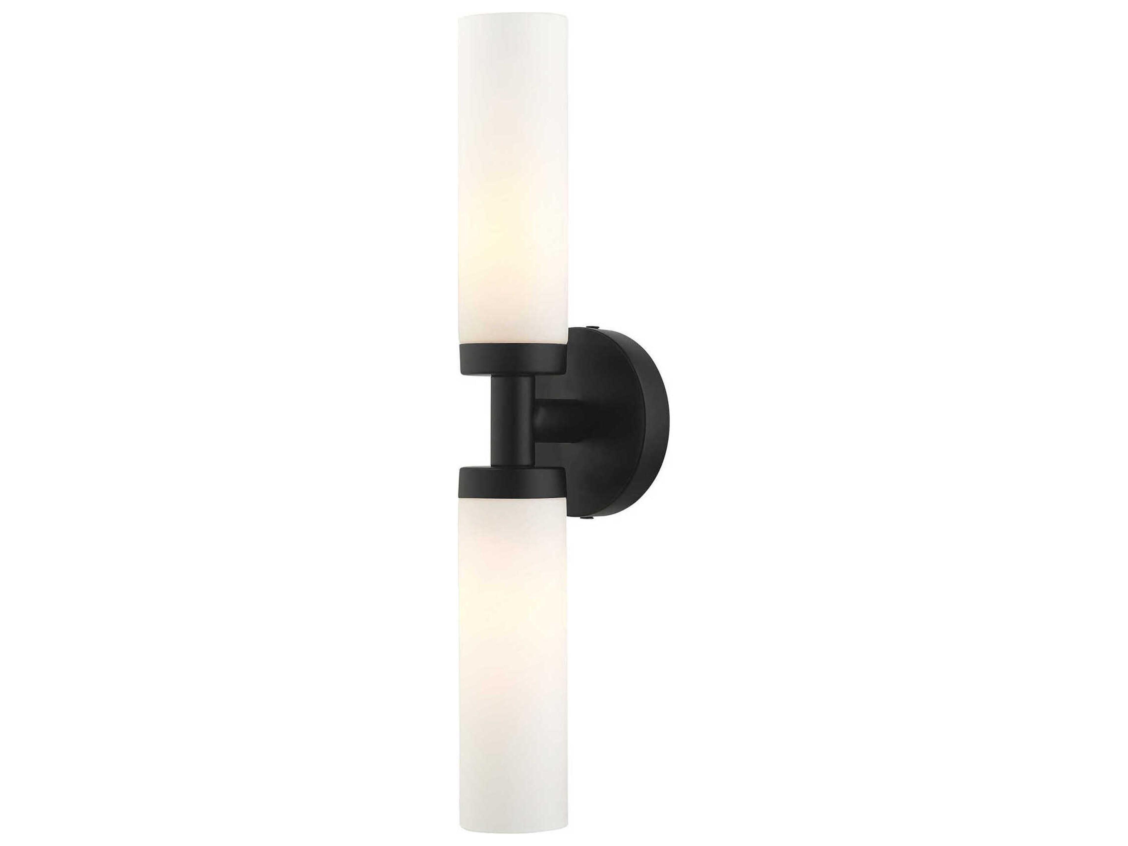 Aero 2-Light Black White Glass Wall Sconce