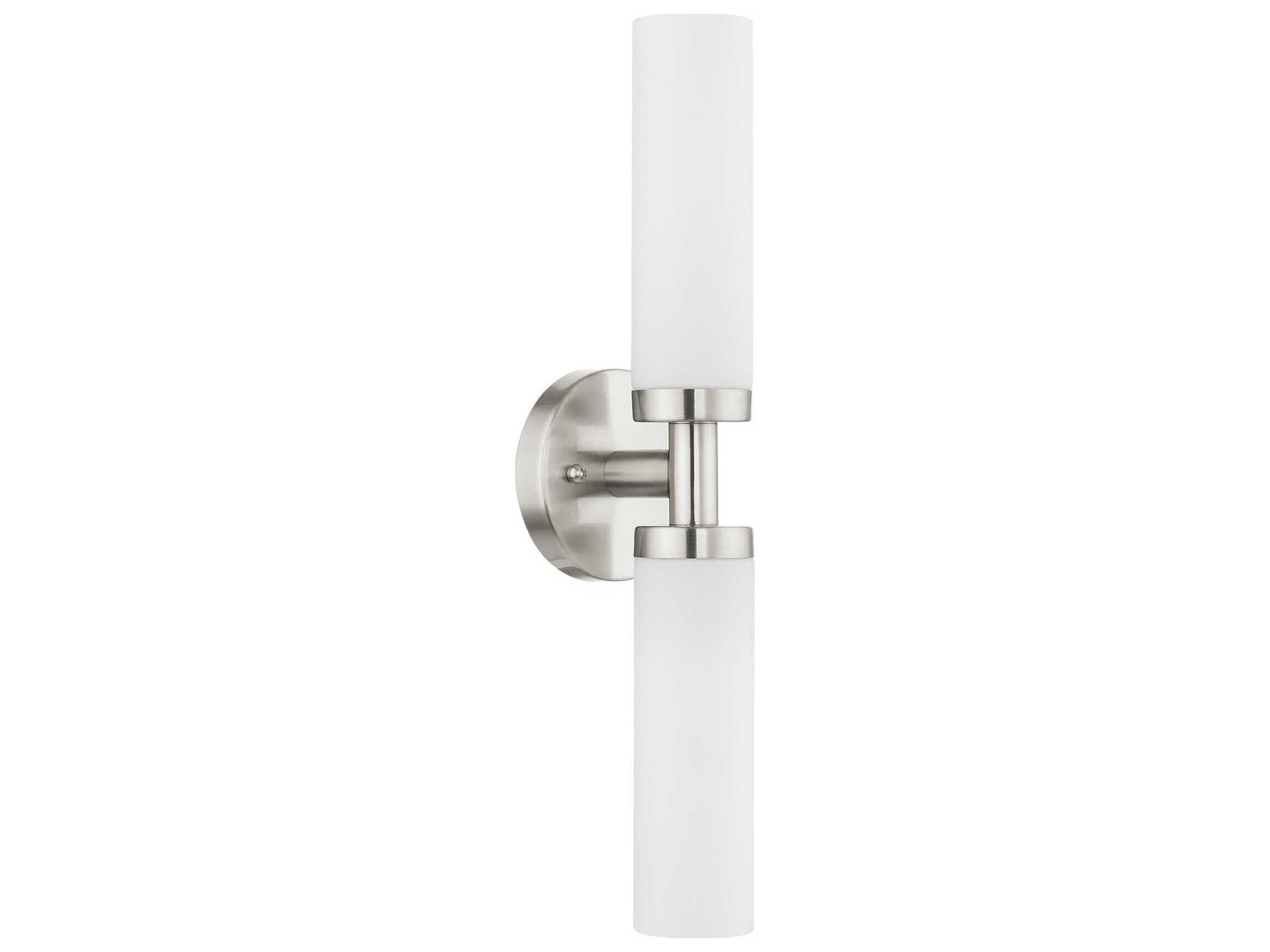 Livex Lighting Aero 2-Light Brushed Nickel White Glass Wall Sconce