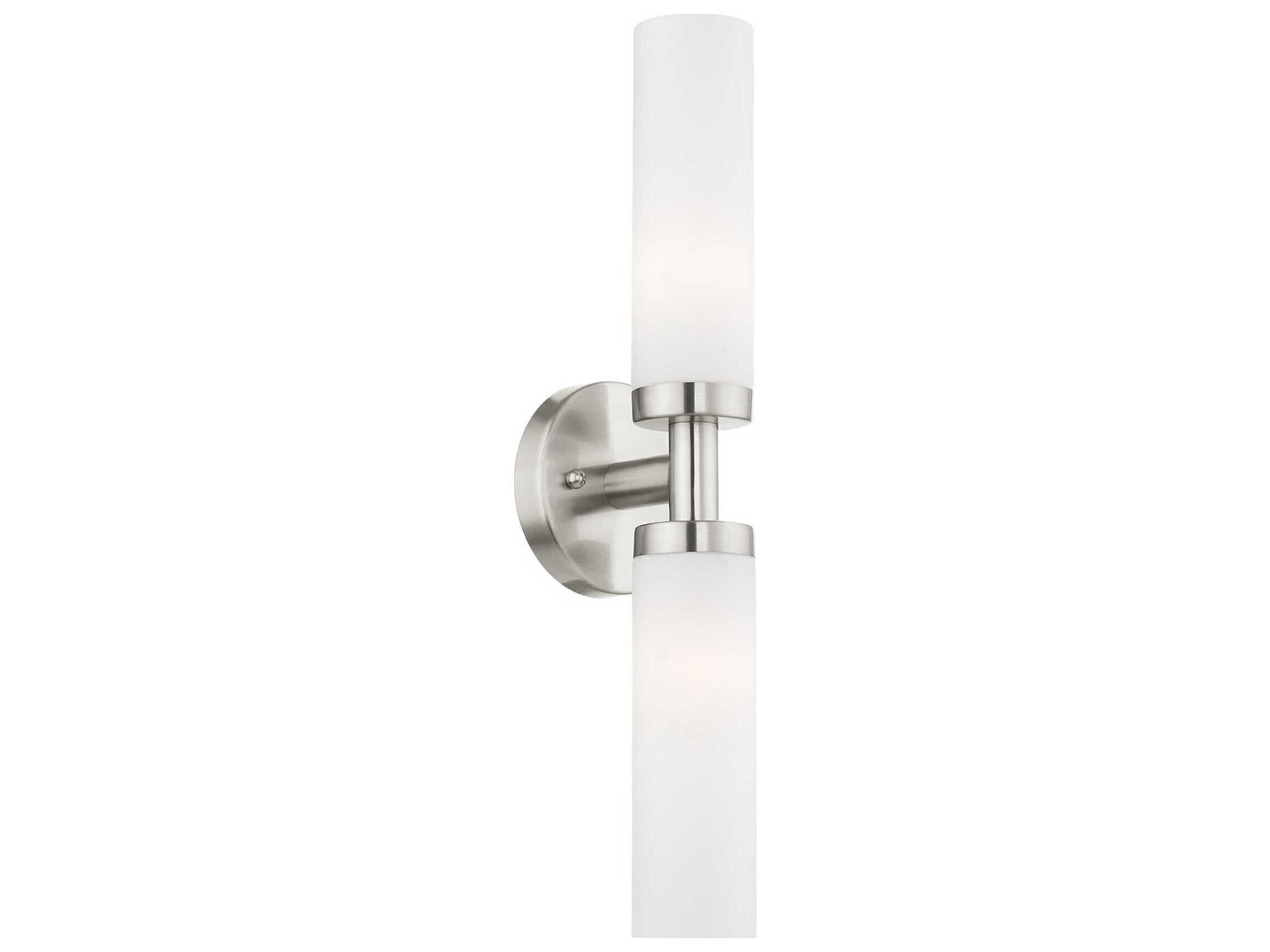 Livex Lighting Aero 2-Light Brushed Nickel White Glass Wall Sconce