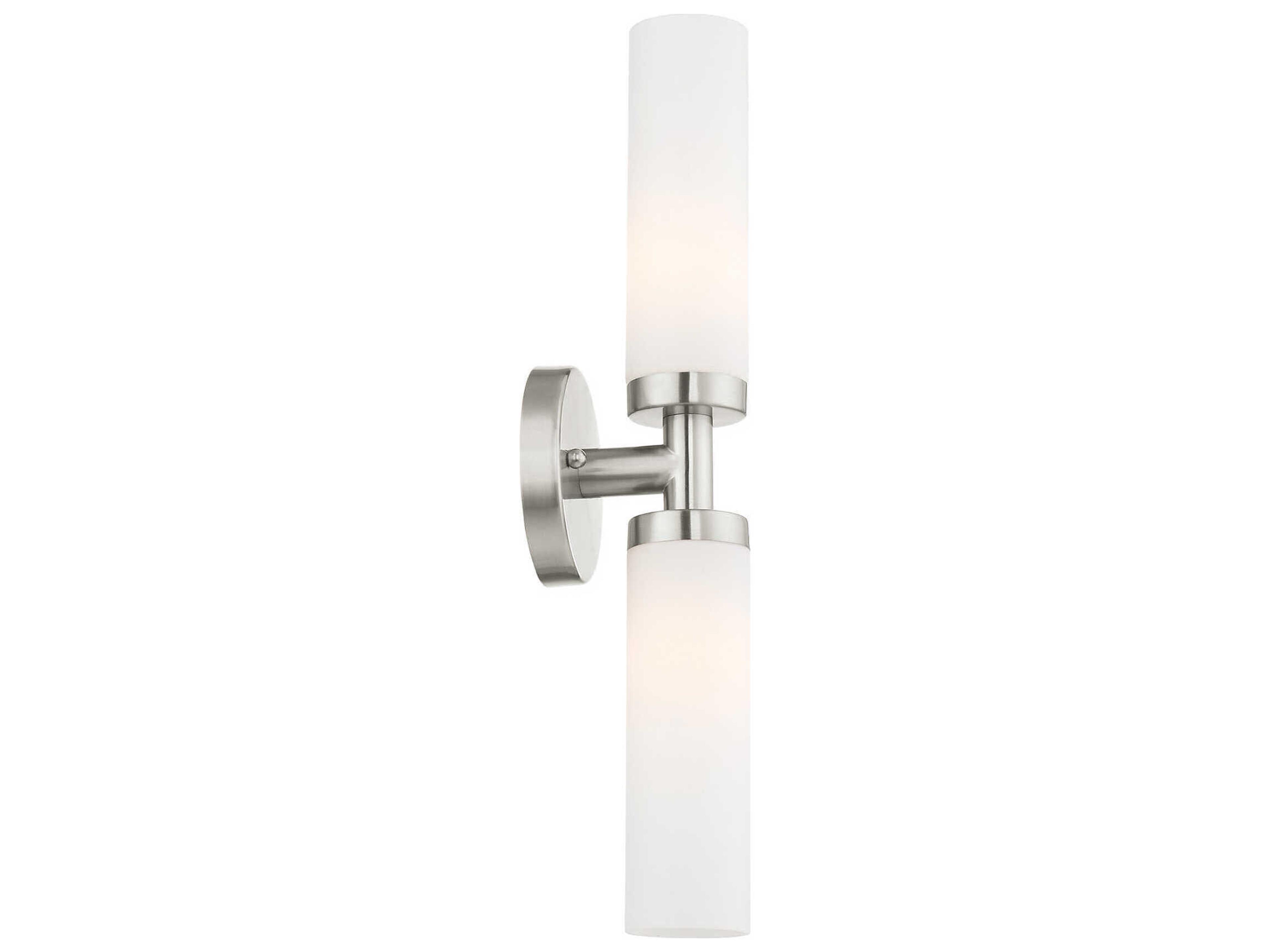Livex Lighting Aero 2-Light Brushed Nickel White Glass Wall Sconce