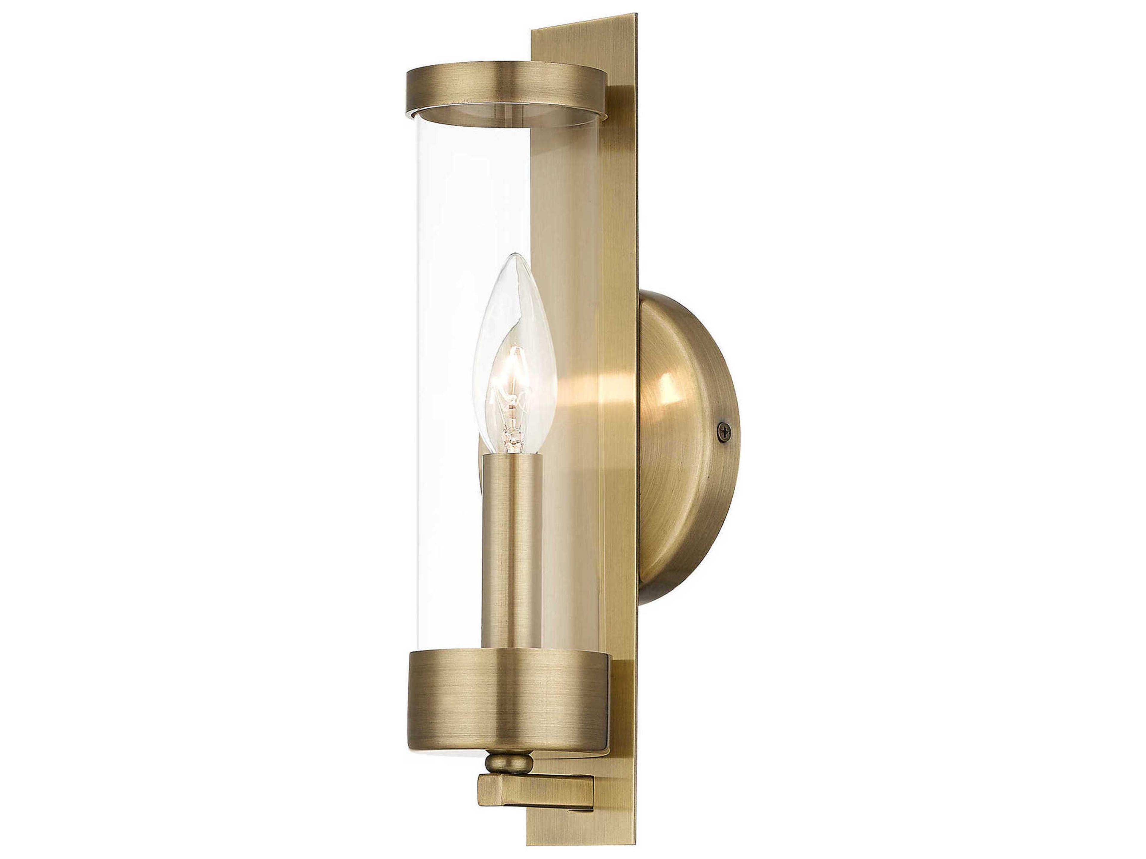 Castleton 1-Light Antique Brass Clear Glass Wall Sconce
