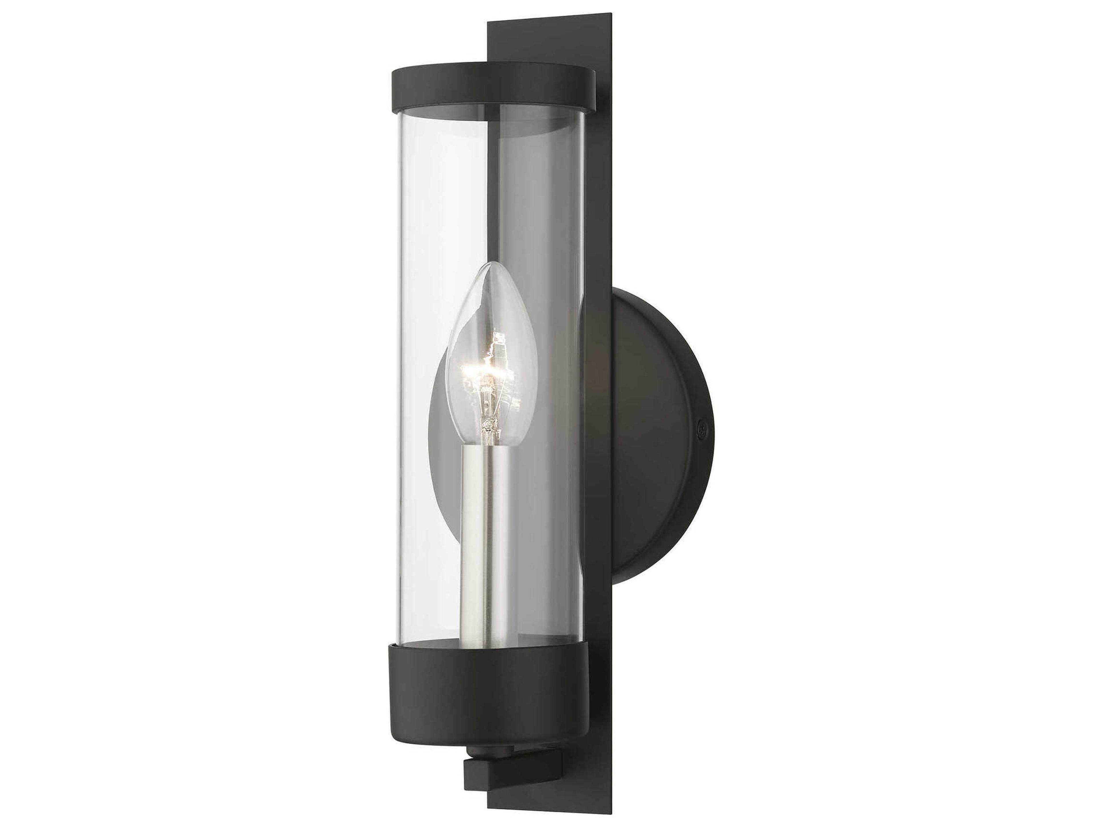 Castleton 1-Light Black Brushed Nickel Glass Wall Sconce
