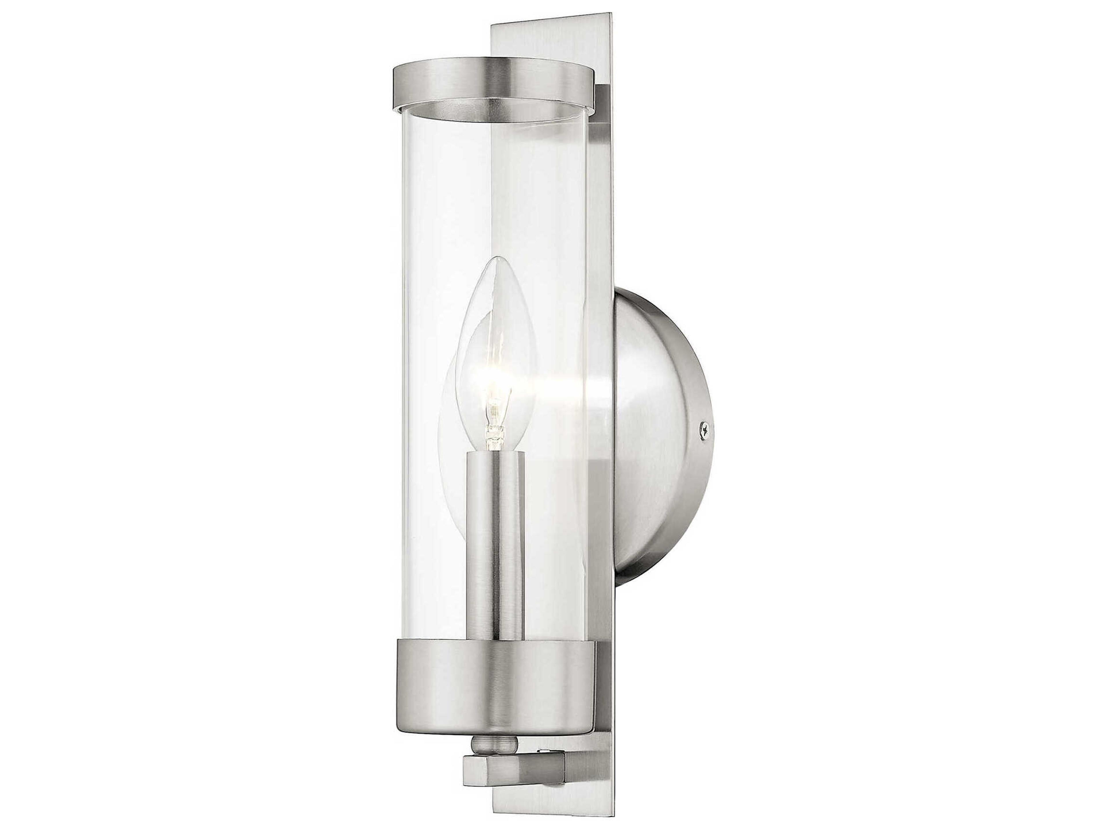 Castleton 1-Light Brushed Nickel Clear Glass Wall Sconce