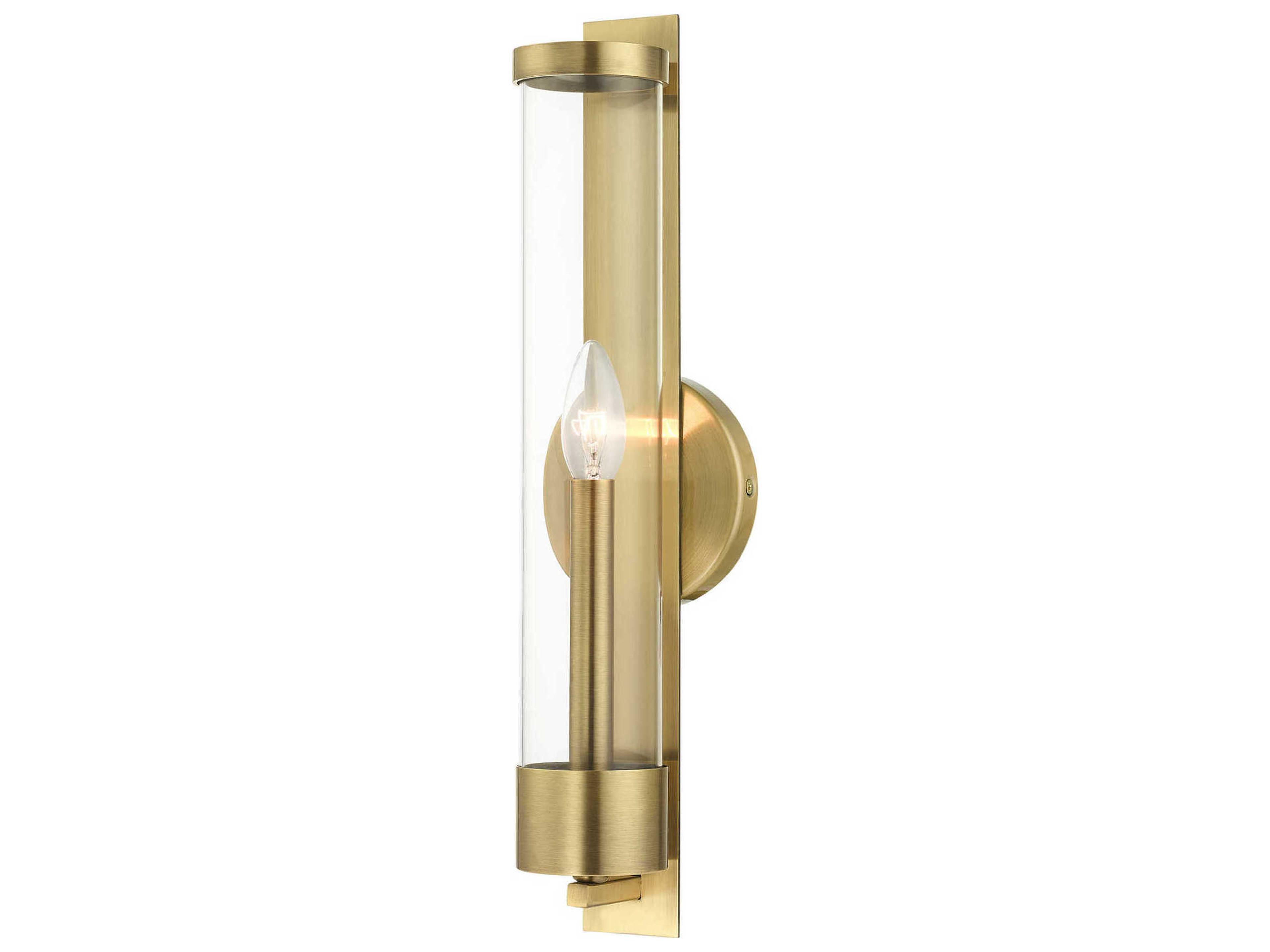 Castleton 1-Light Antique Brass Clear Glass Wall Sconce