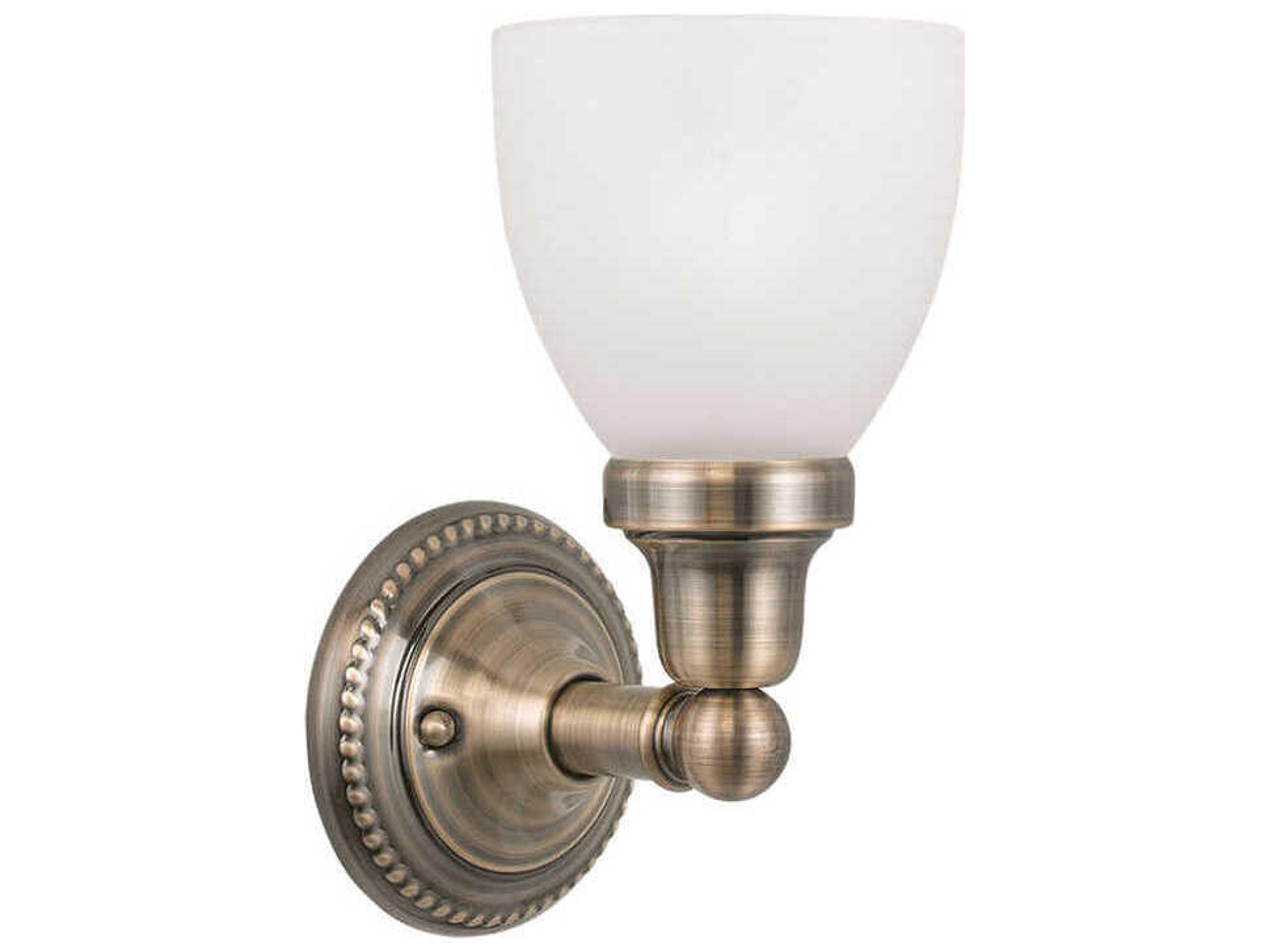 Classic 1-Light Antique Brass Bronze Glass Wall Sconce