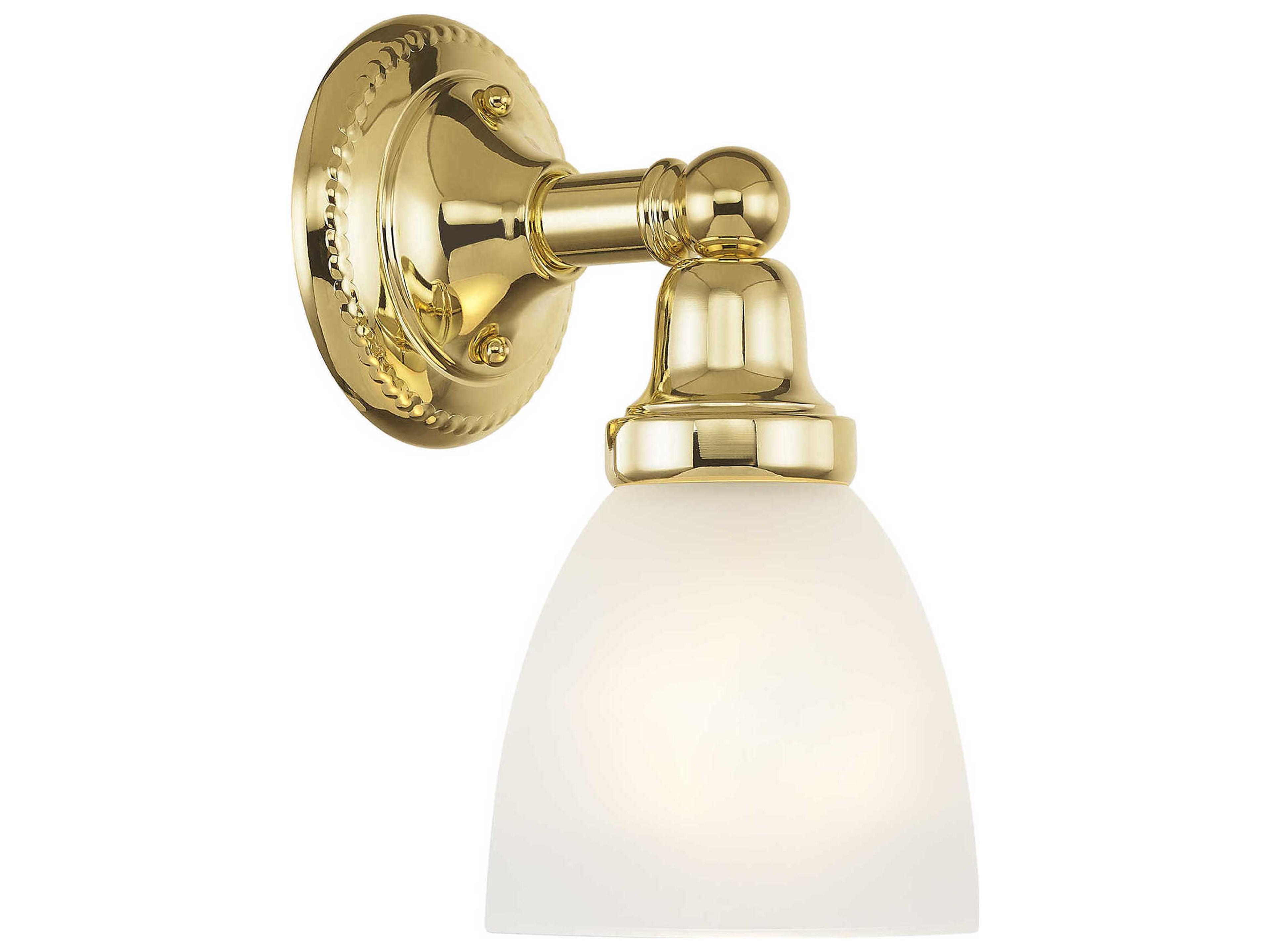 Classic 1-Light Polished Brass White Glass Wall Sconce