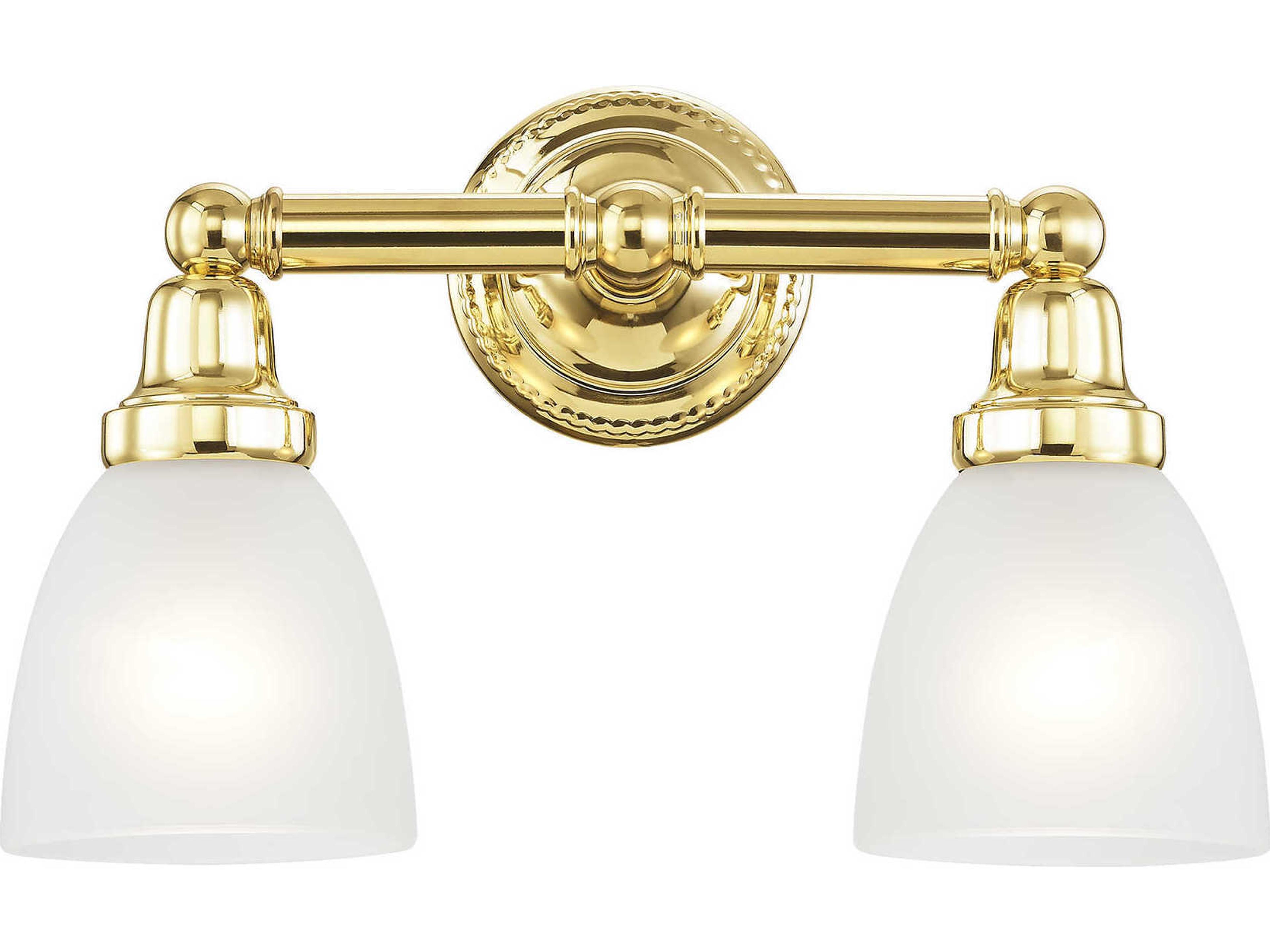 Classic 2-Light Polished Brass Glass Vanity Light