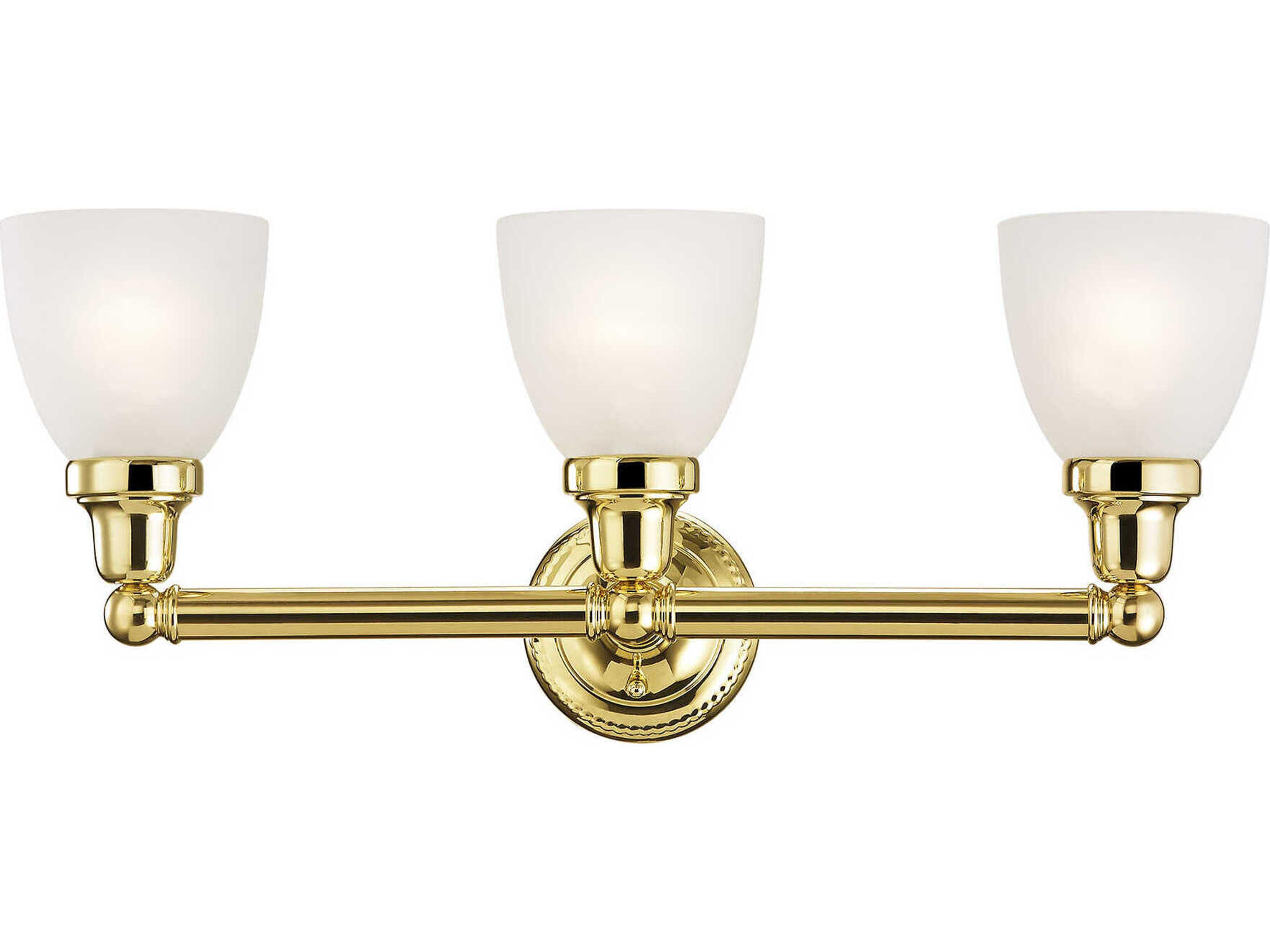 Classic 3-Light Polished Brass Glass Vanity Light