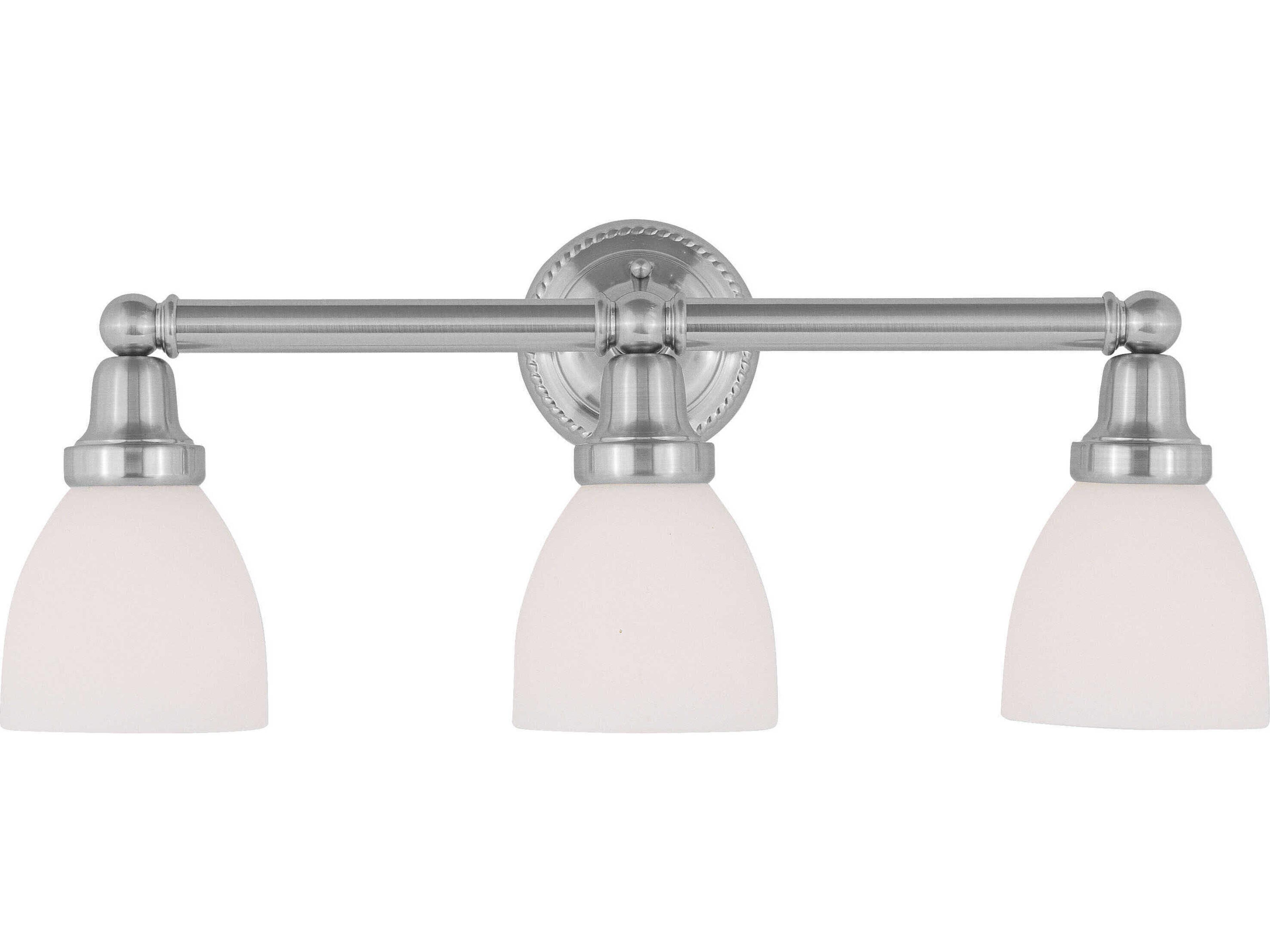 Classic 3-Light Brushed Nickel Glass Vanity Light