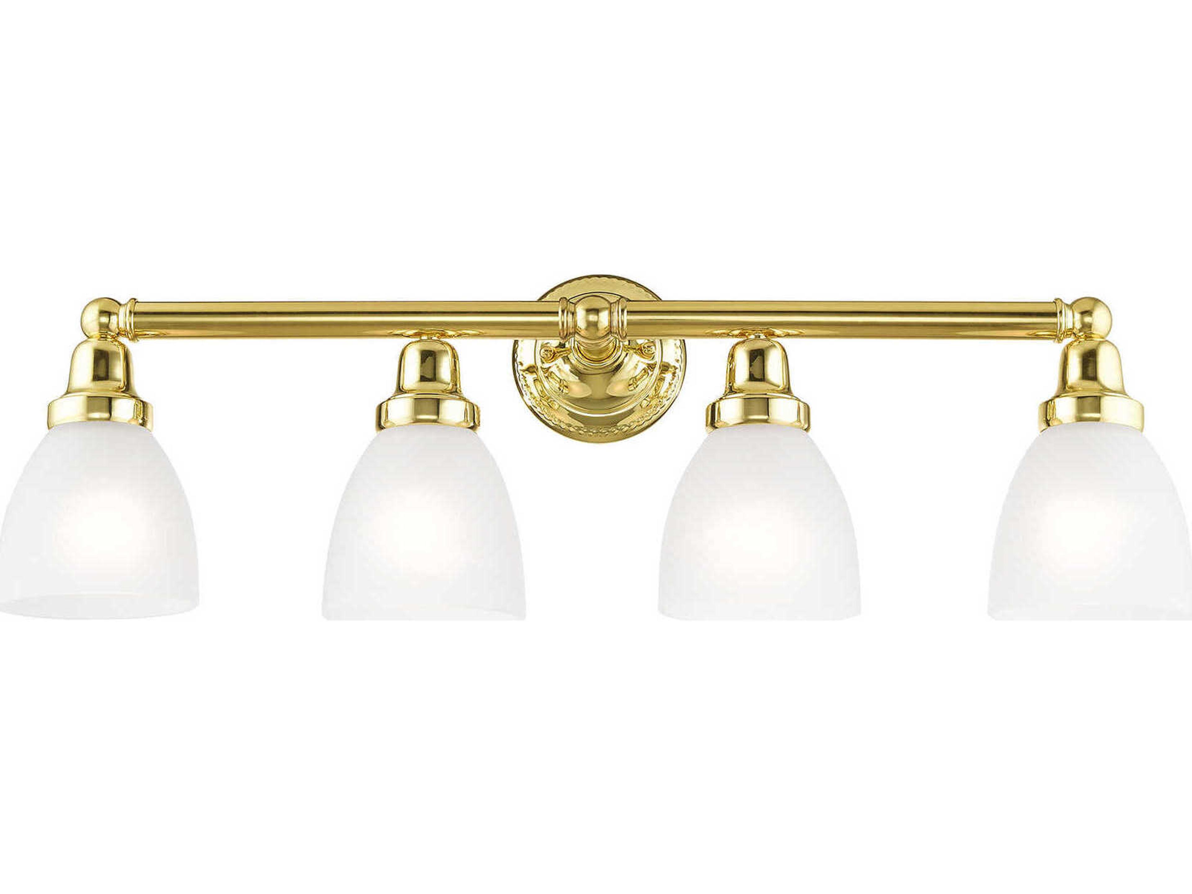 Livex Lighting Classic 4-Light Polished Brass Glass Vanity Light