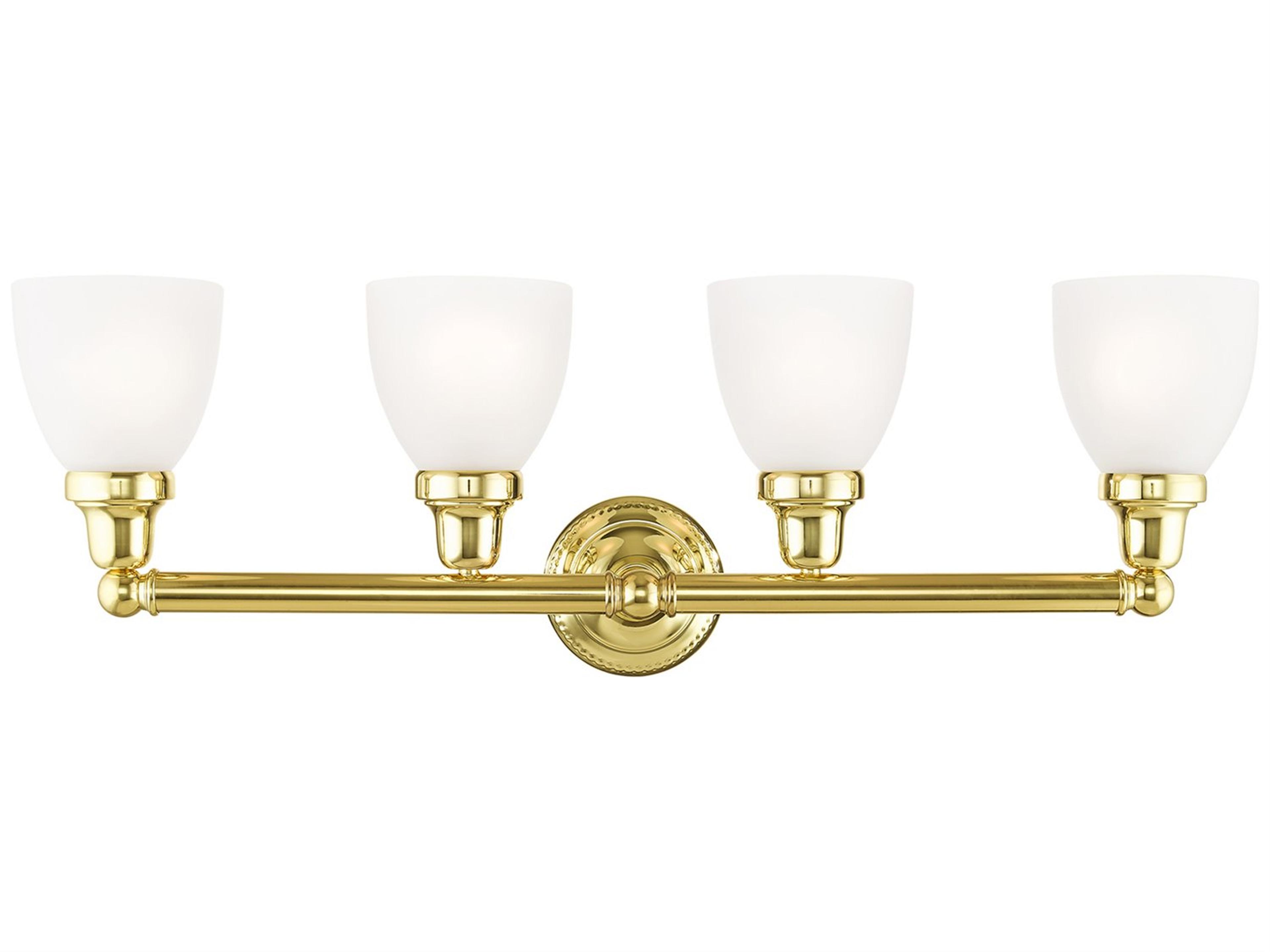 Classic 4-Light Polished Brass Glass Vanity Light
