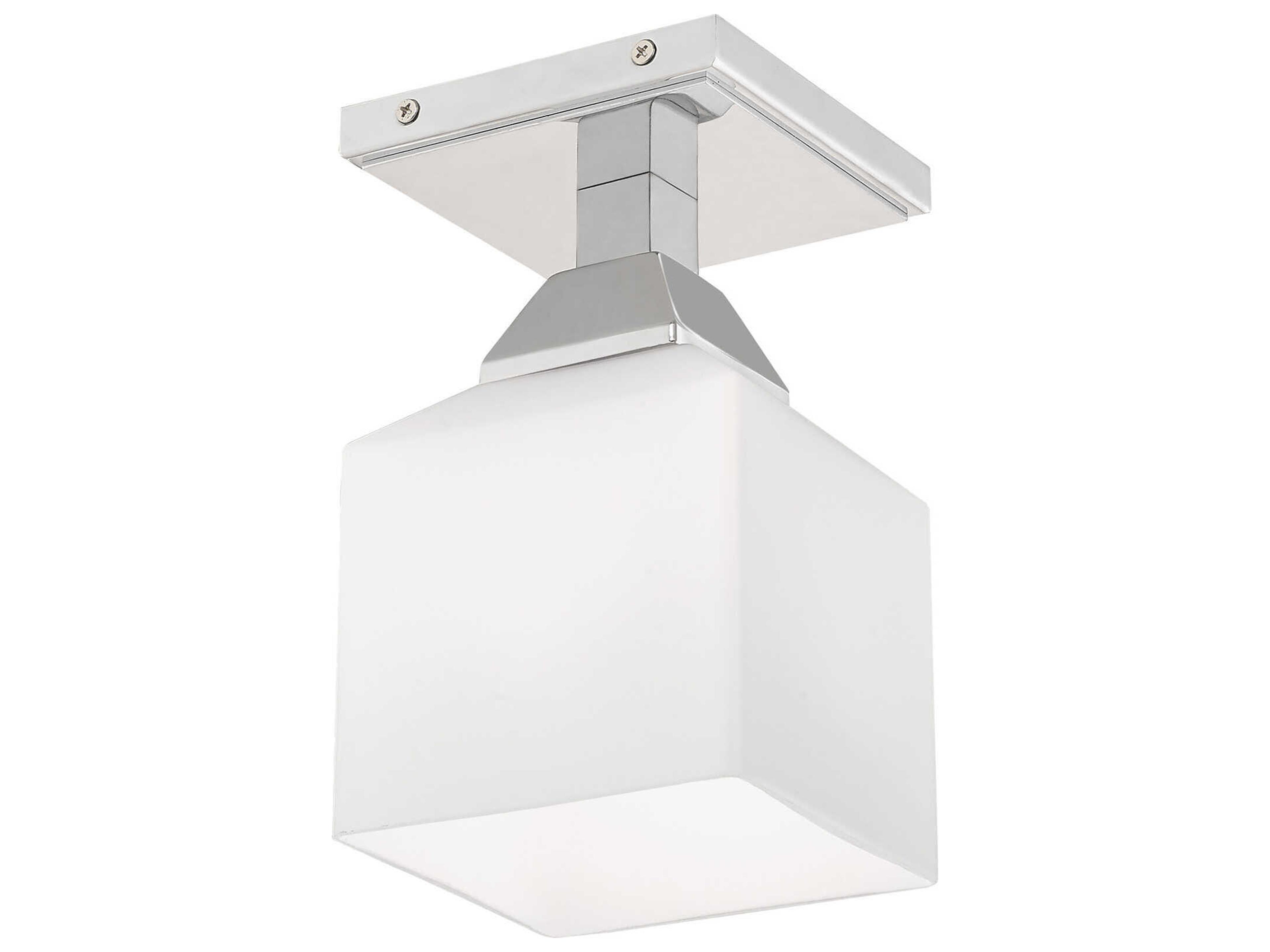 Livex Lighting Aragon 1-Light Polished Chrome White Glass Semi Flush Mount