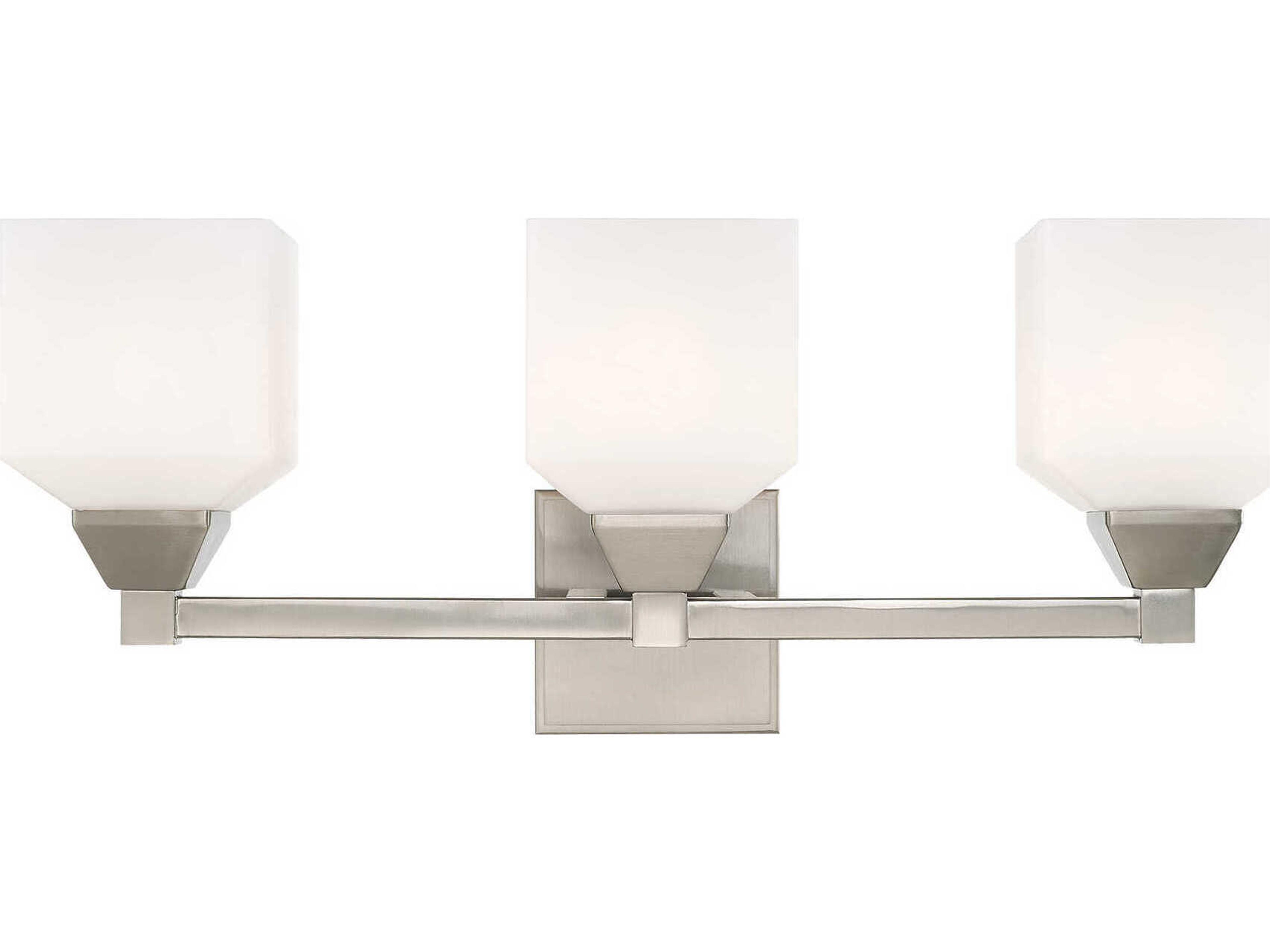 Aragon 3-Light Brushed Nickel White Glass Vanity Light