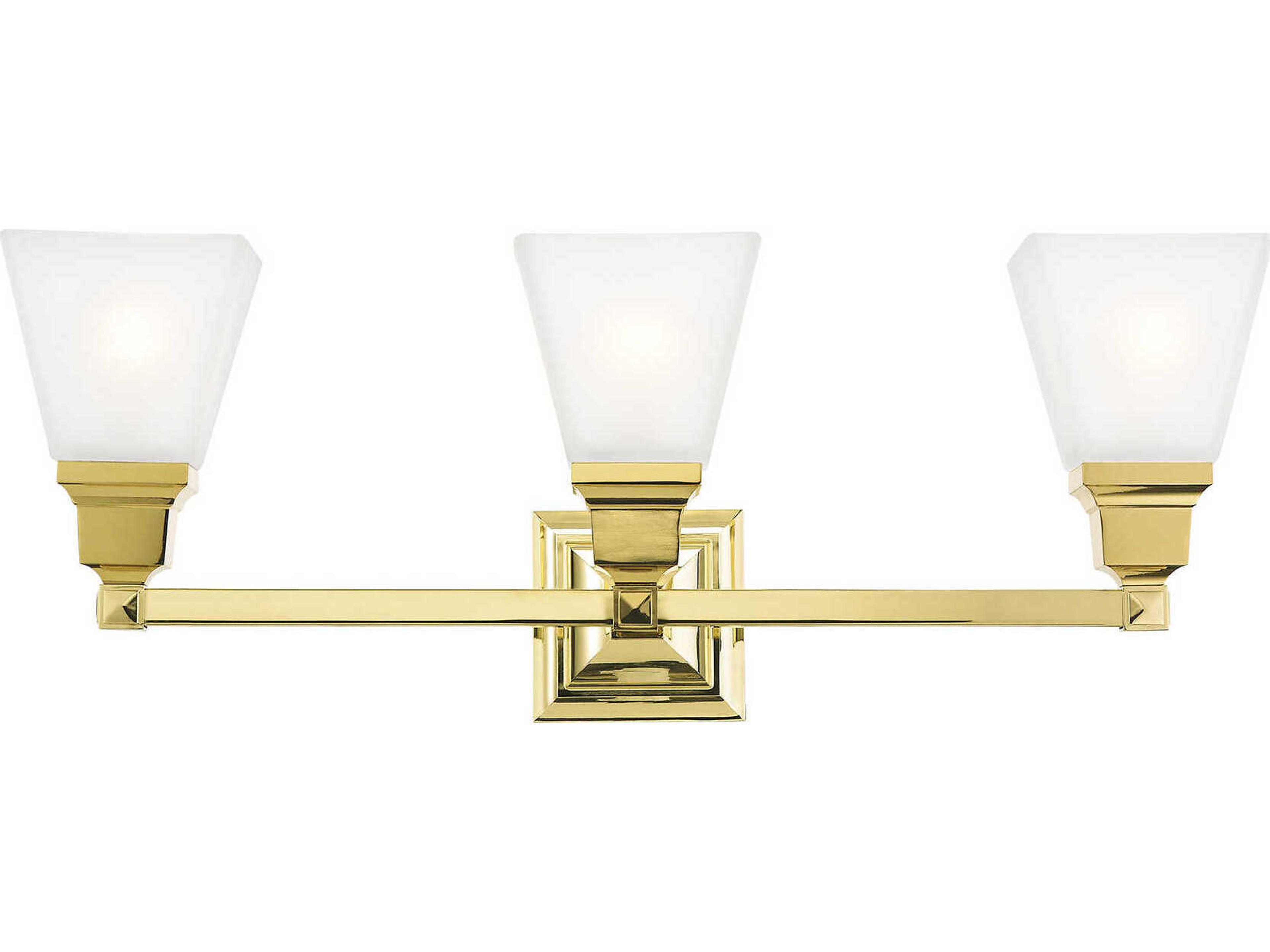 Mission 3-Light Polished Brass Glass Vanity Light