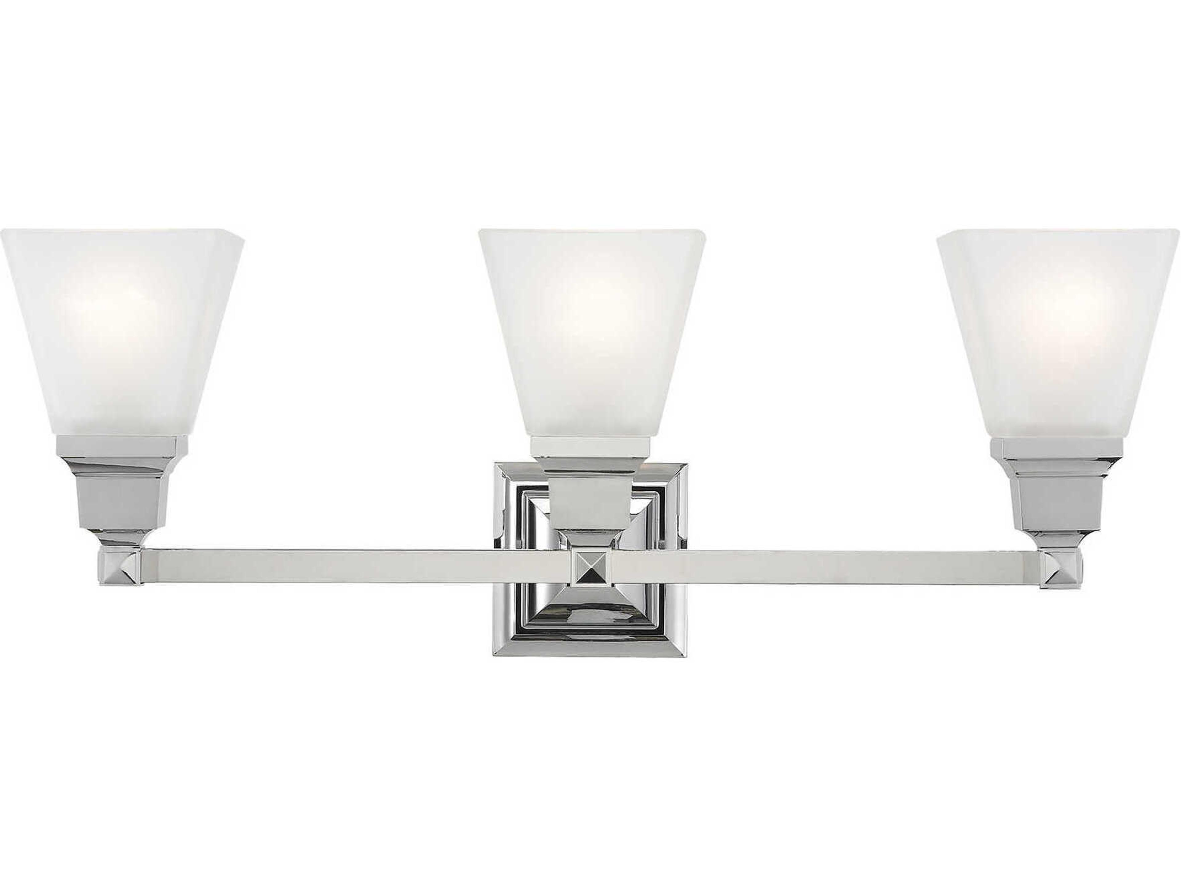 Mission 3-Light Polished Chrome Glass Vanity Light