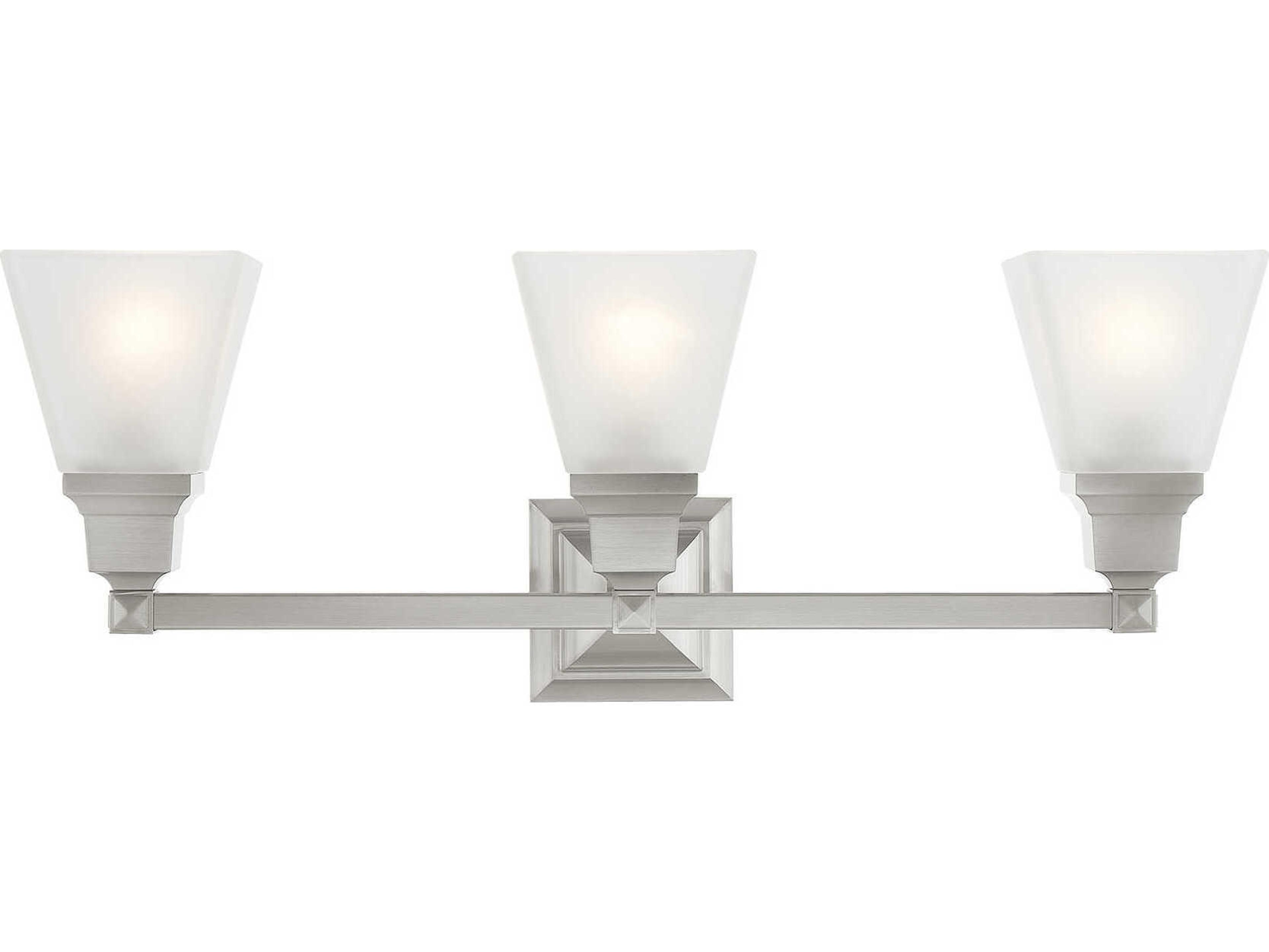 Mission 3-Light Brushed Nickel Glass Vanity Light
