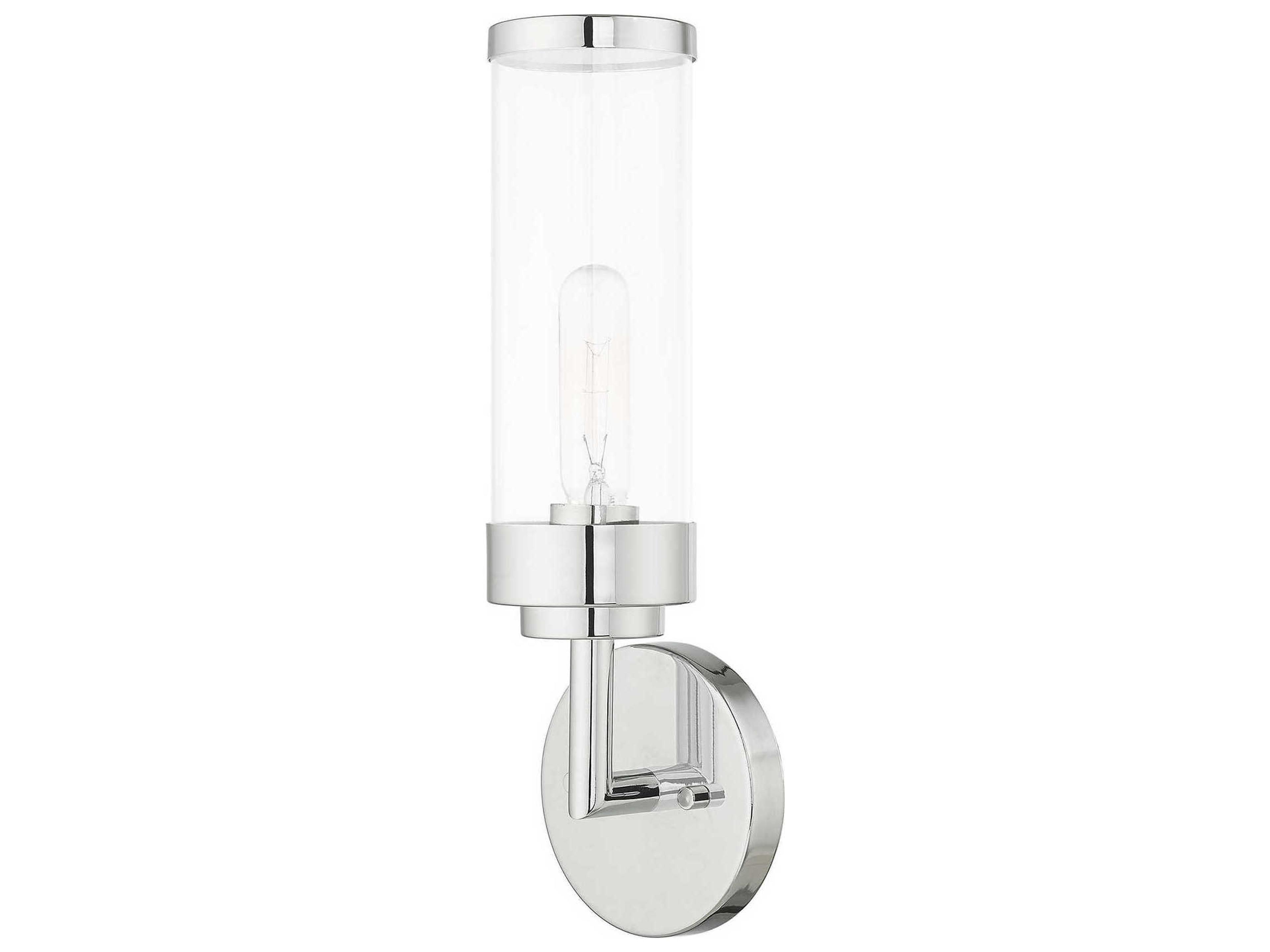 Livex Lighting Hillcrest 1-Light Polished Chrome Clear Glass Wall Sconce