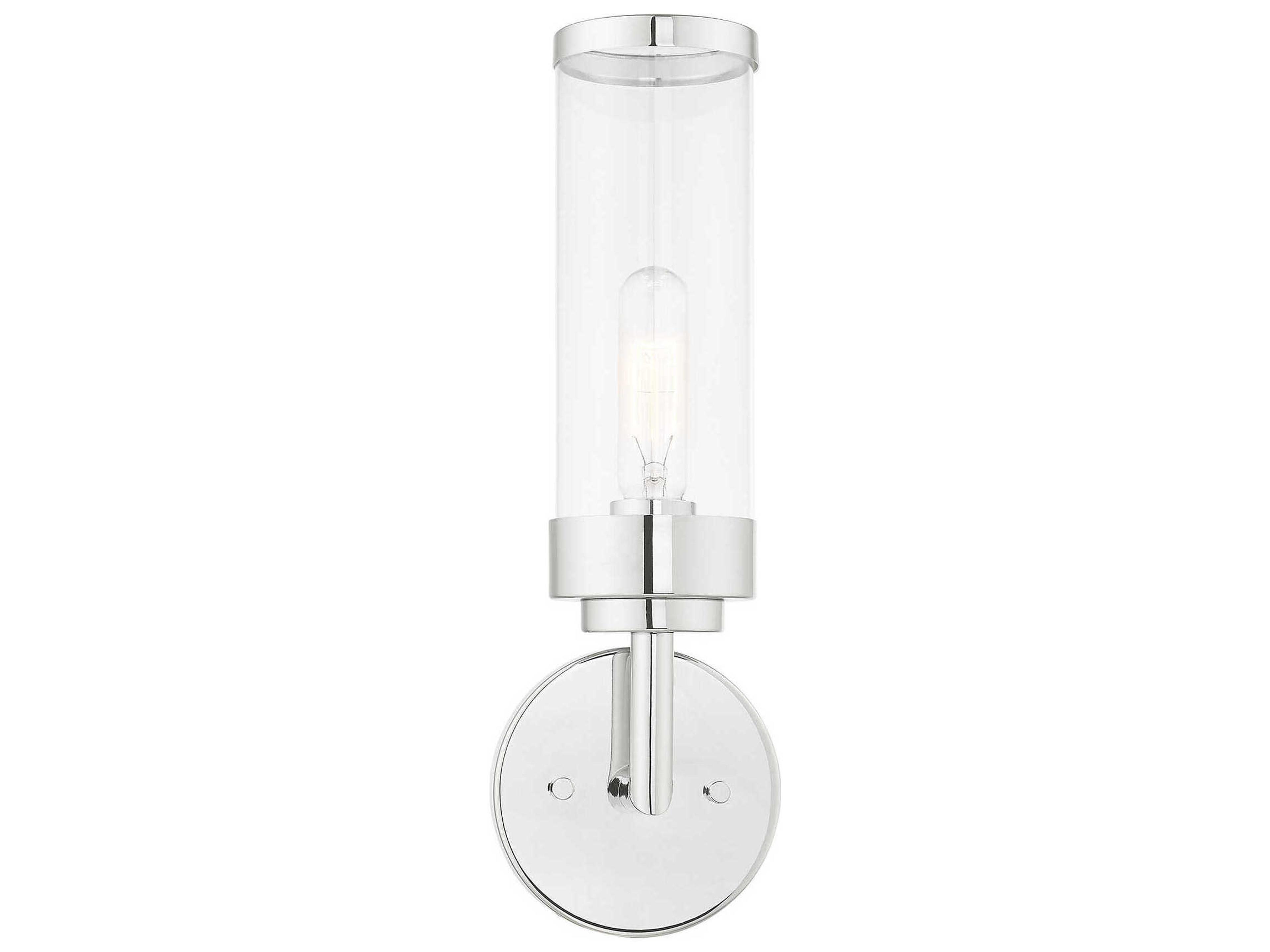 Livex Lighting Hillcrest 1-Light Polished Chrome Clear Glass Wall Sconce