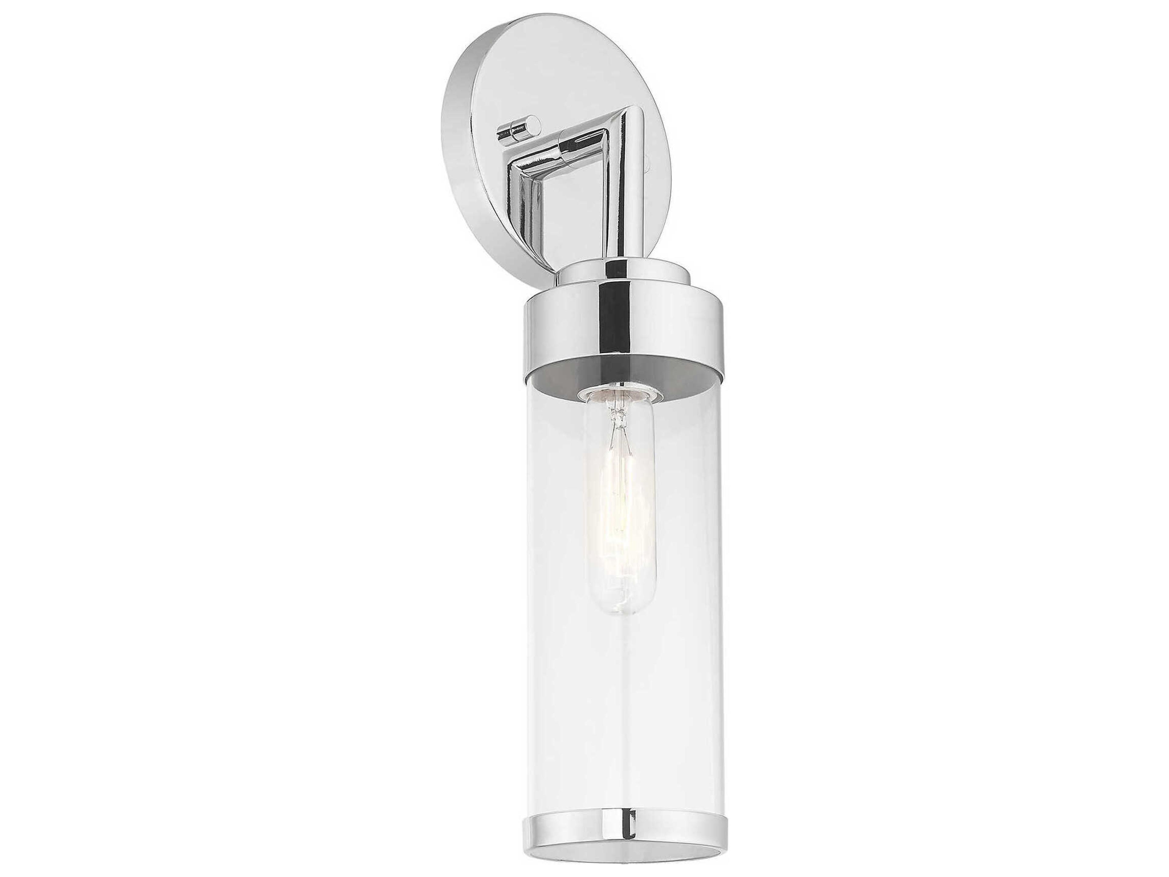 Livex Lighting Hillcrest 1-Light Polished Chrome Clear Glass Wall Sconce