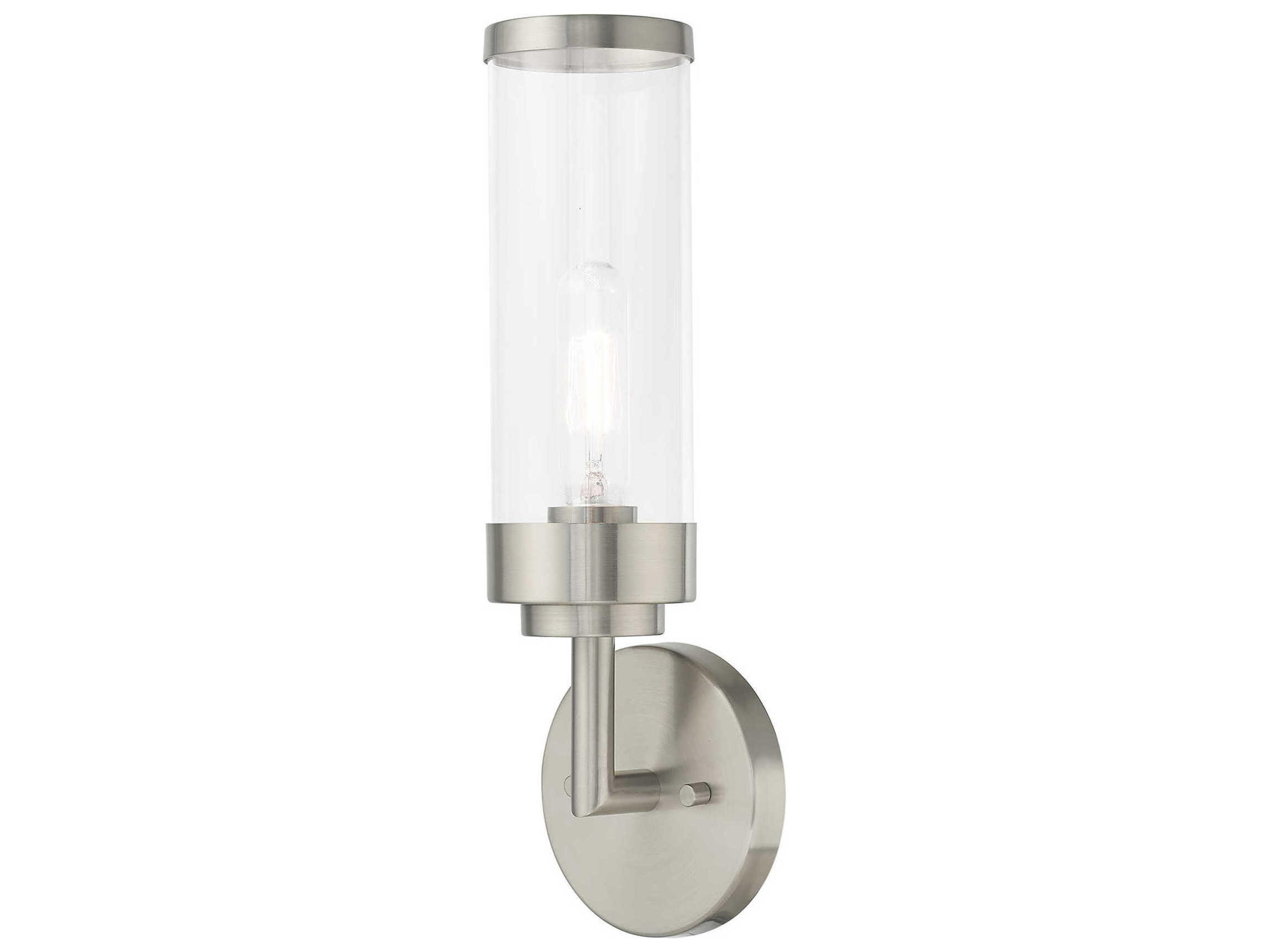 Hillcrest 1-Light Brushed Nickel Clear Glass Wall Sconce