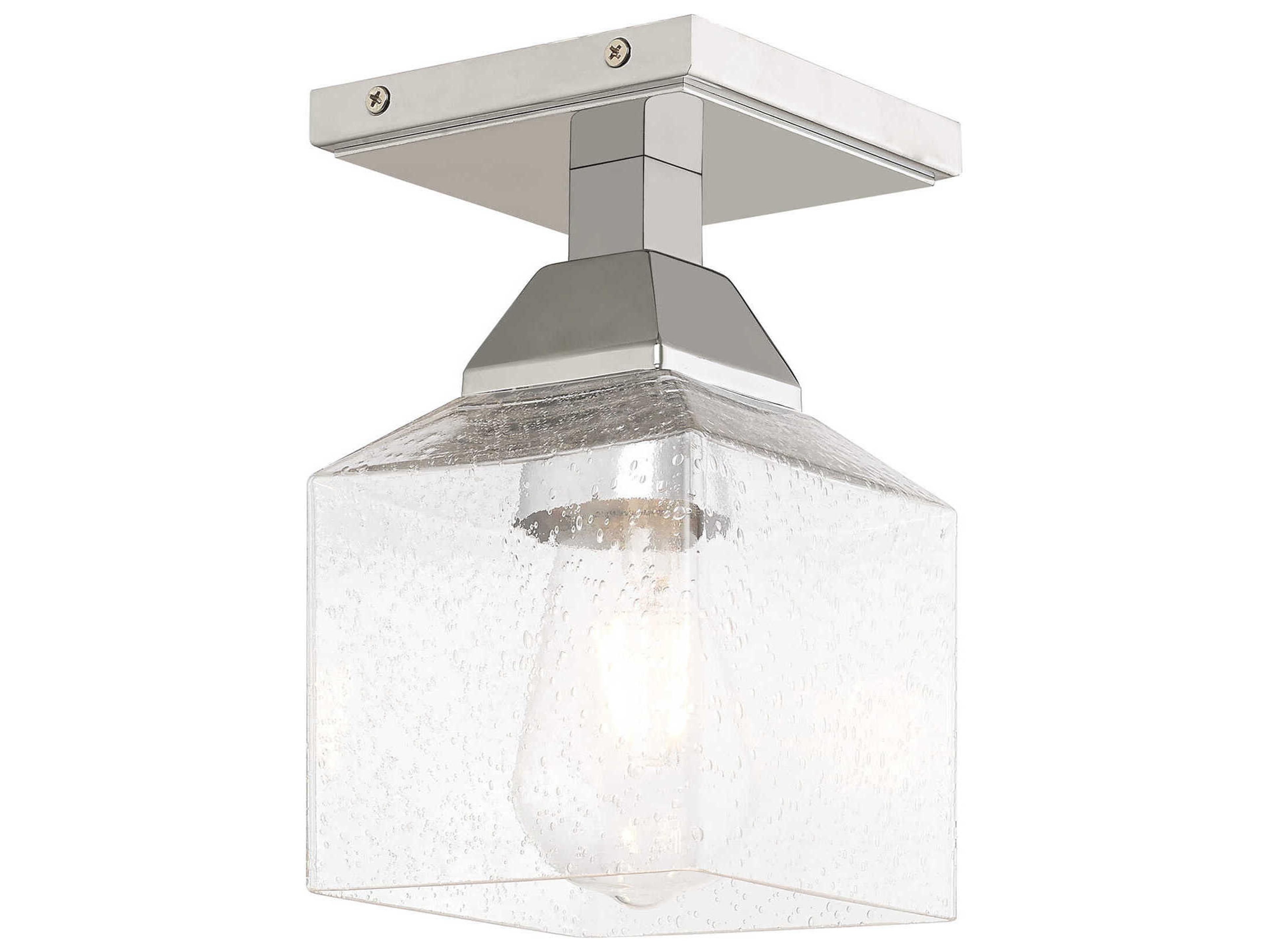 Aragon 1-Light Polished Chrome Clear Glass Semi Flush Mount