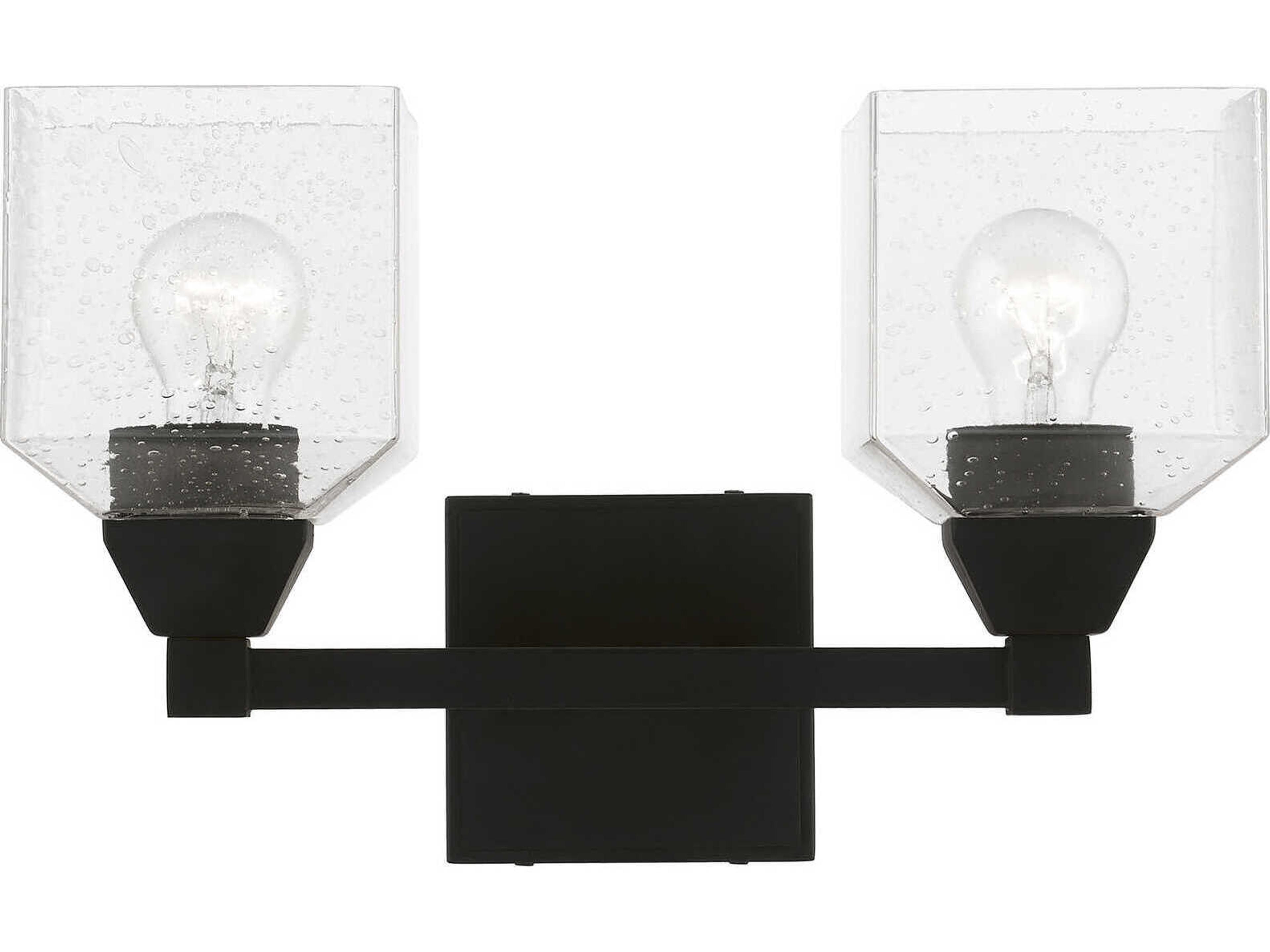 Aragon 2-Light Black Glass Vanity Light