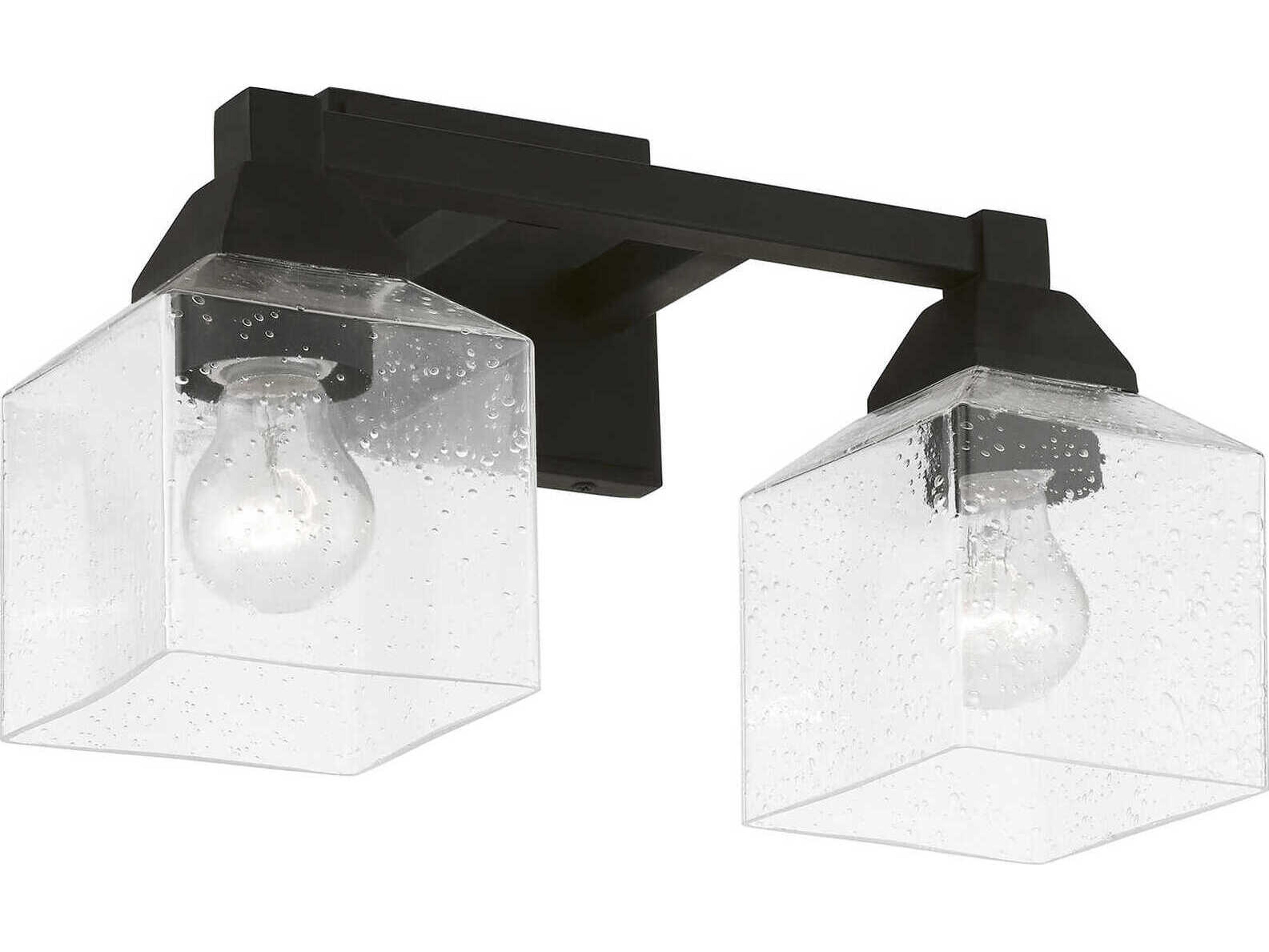 Livex Lighting Aragon 2-Light Black Glass Vanity Light