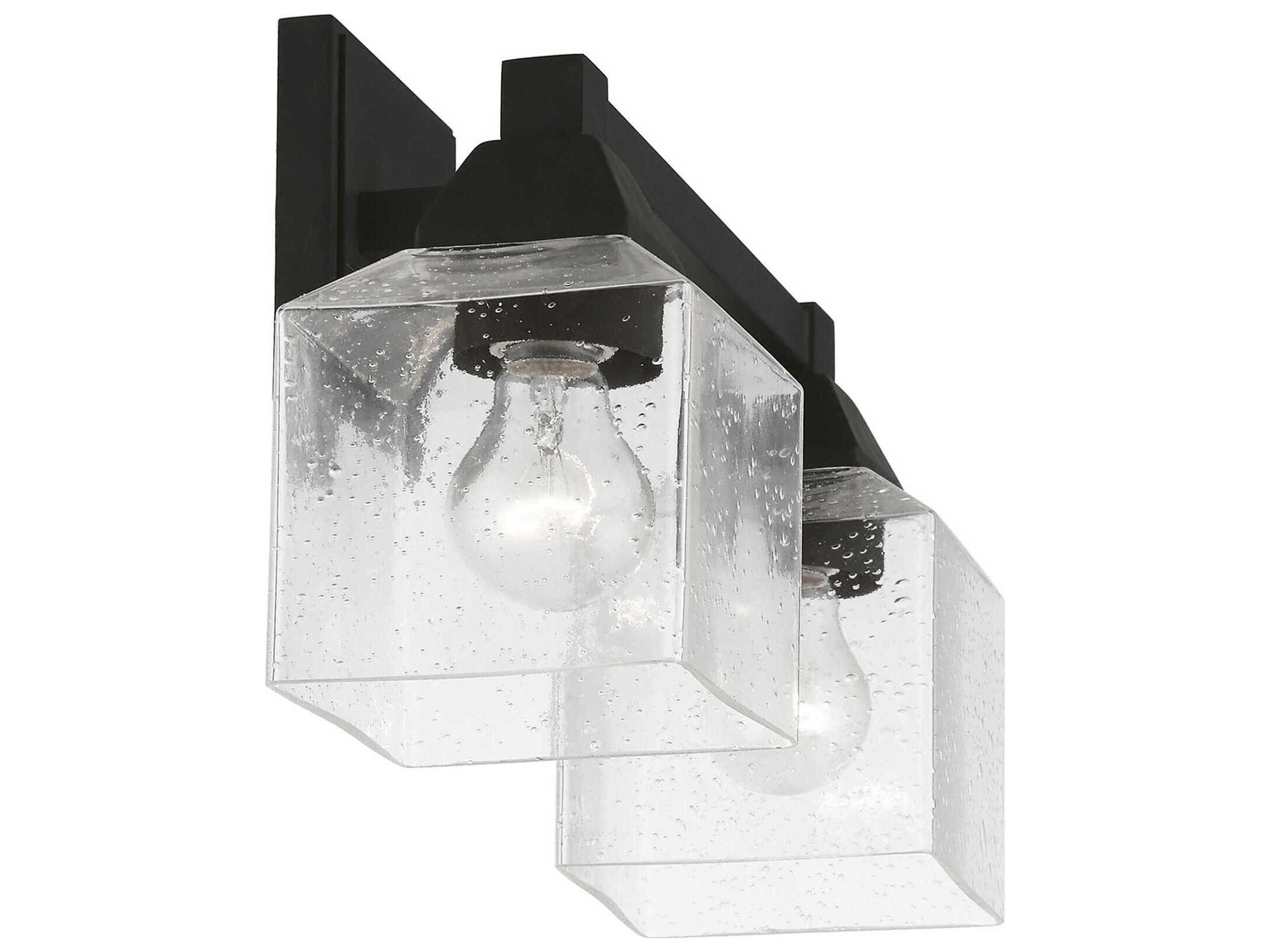 Livex Lighting Aragon 2-Light Black Glass Vanity Light