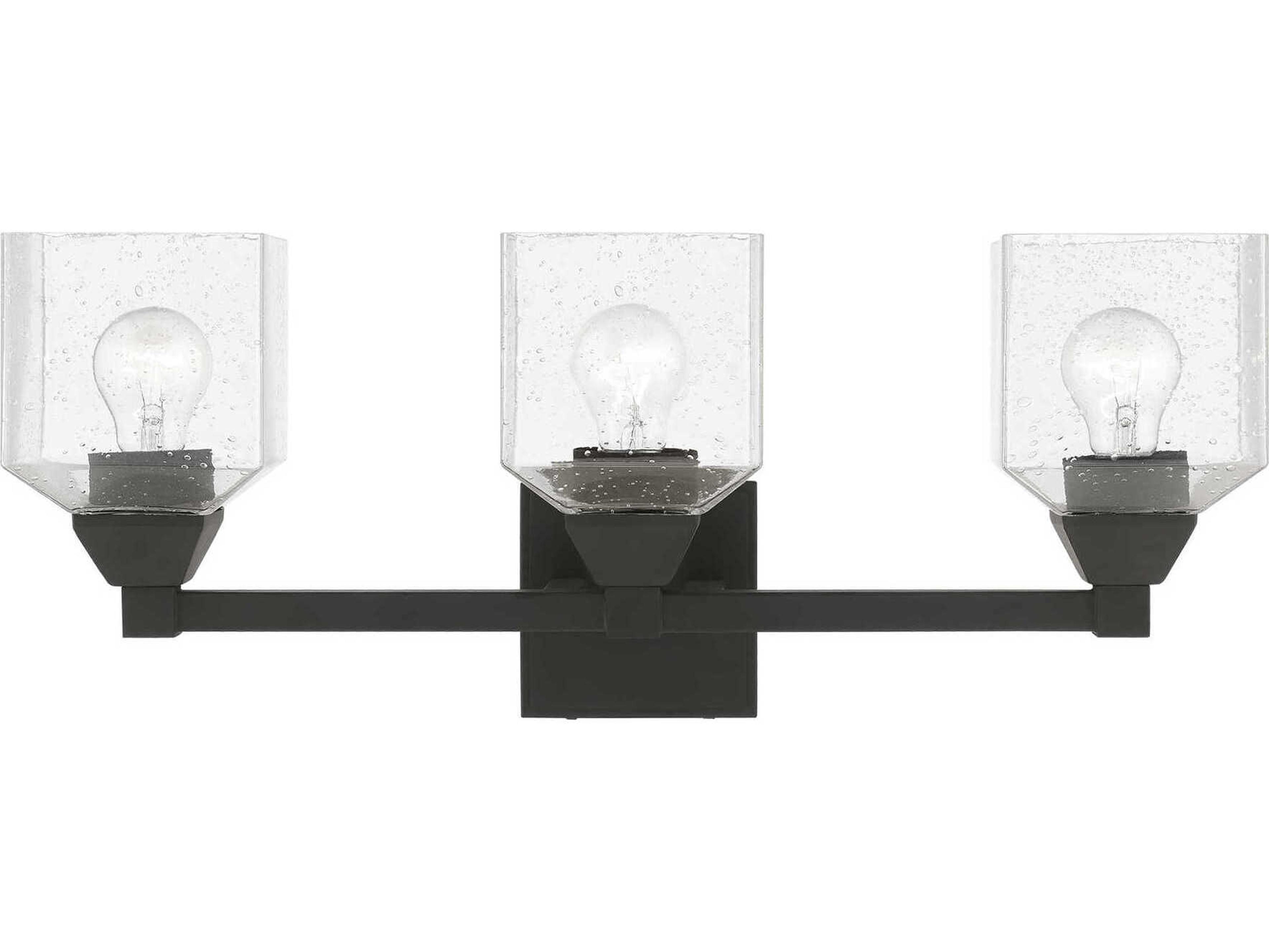 Aragon 3-Light Black Glass Vanity Light