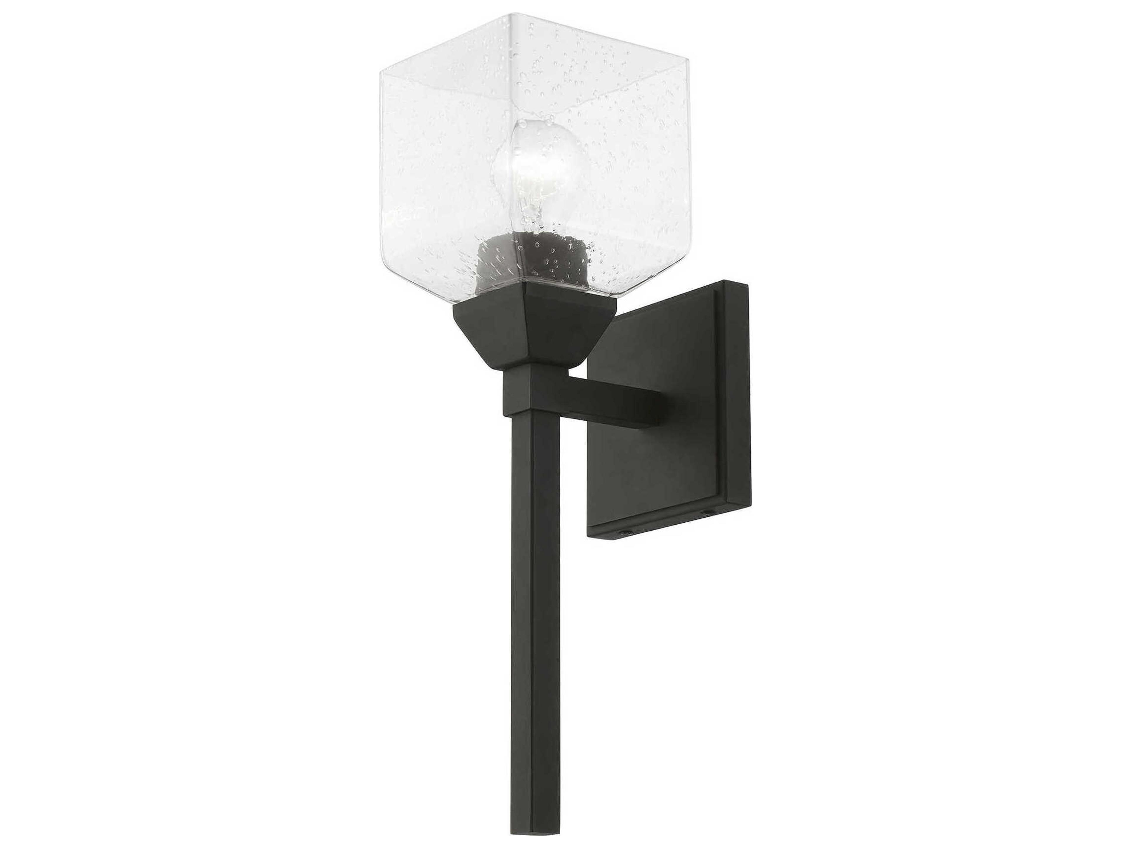 Livex Lighting Aragon 1-Light Black Glass Wall Sconce