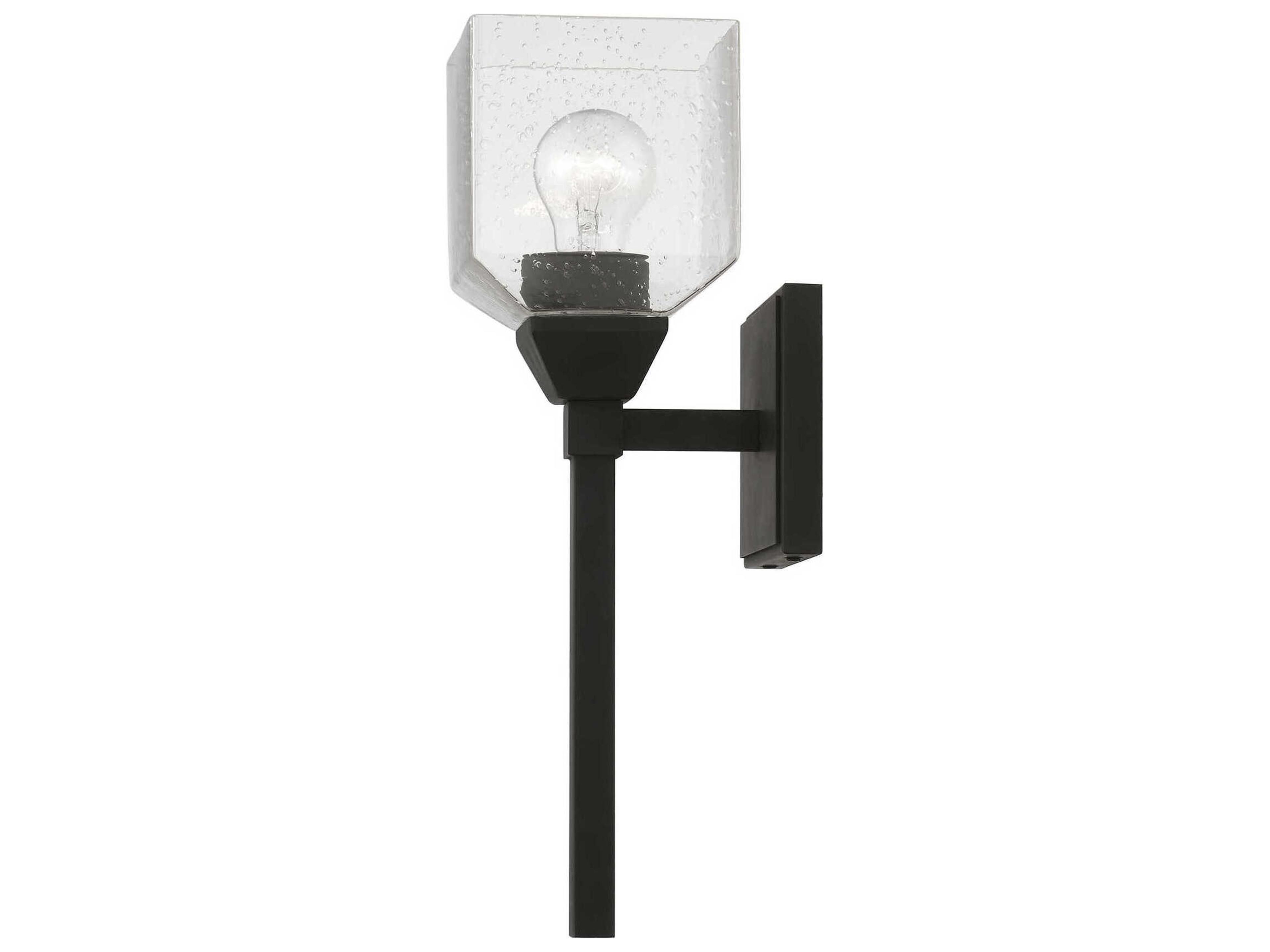 Livex Lighting Aragon 1-Light Black Glass Wall Sconce