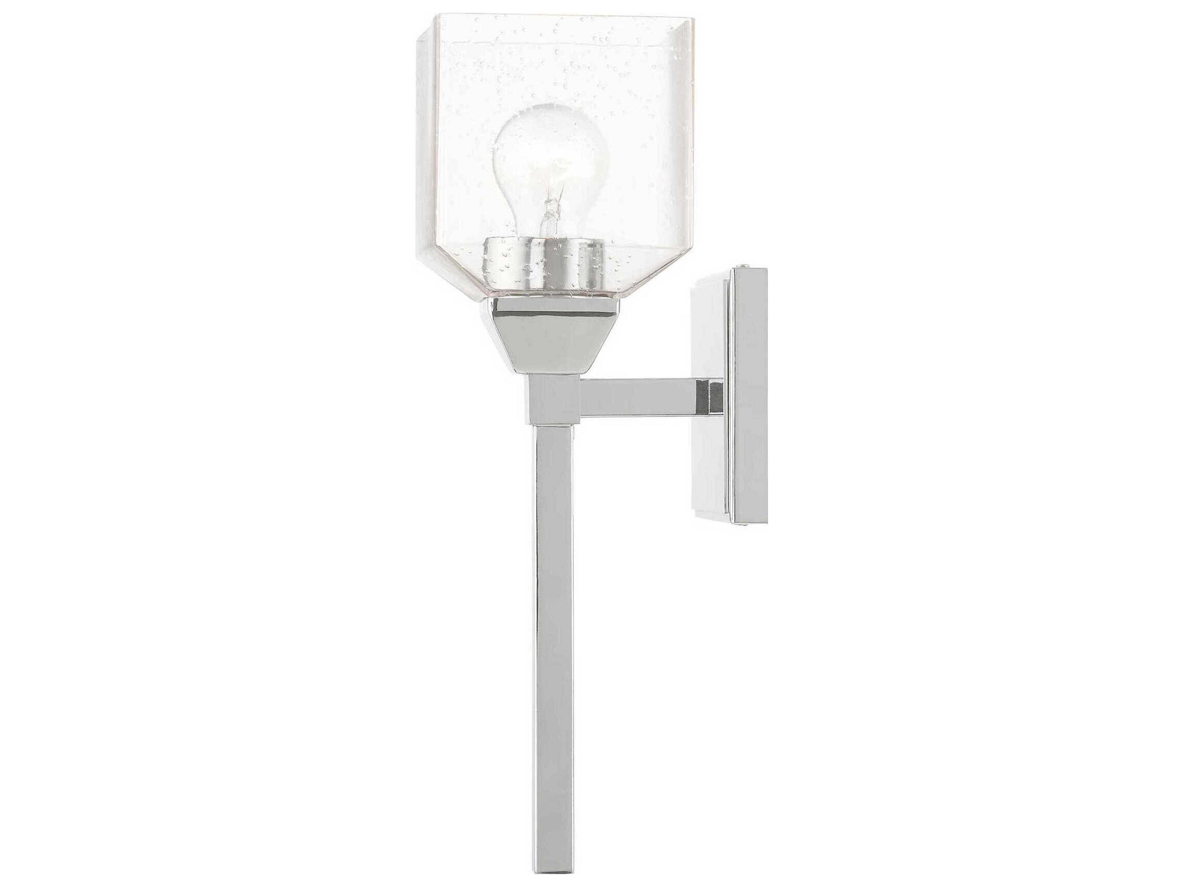 Livex Lighting Aragon 1-Light Polished Chrome Nickel Glass Wall Sconce