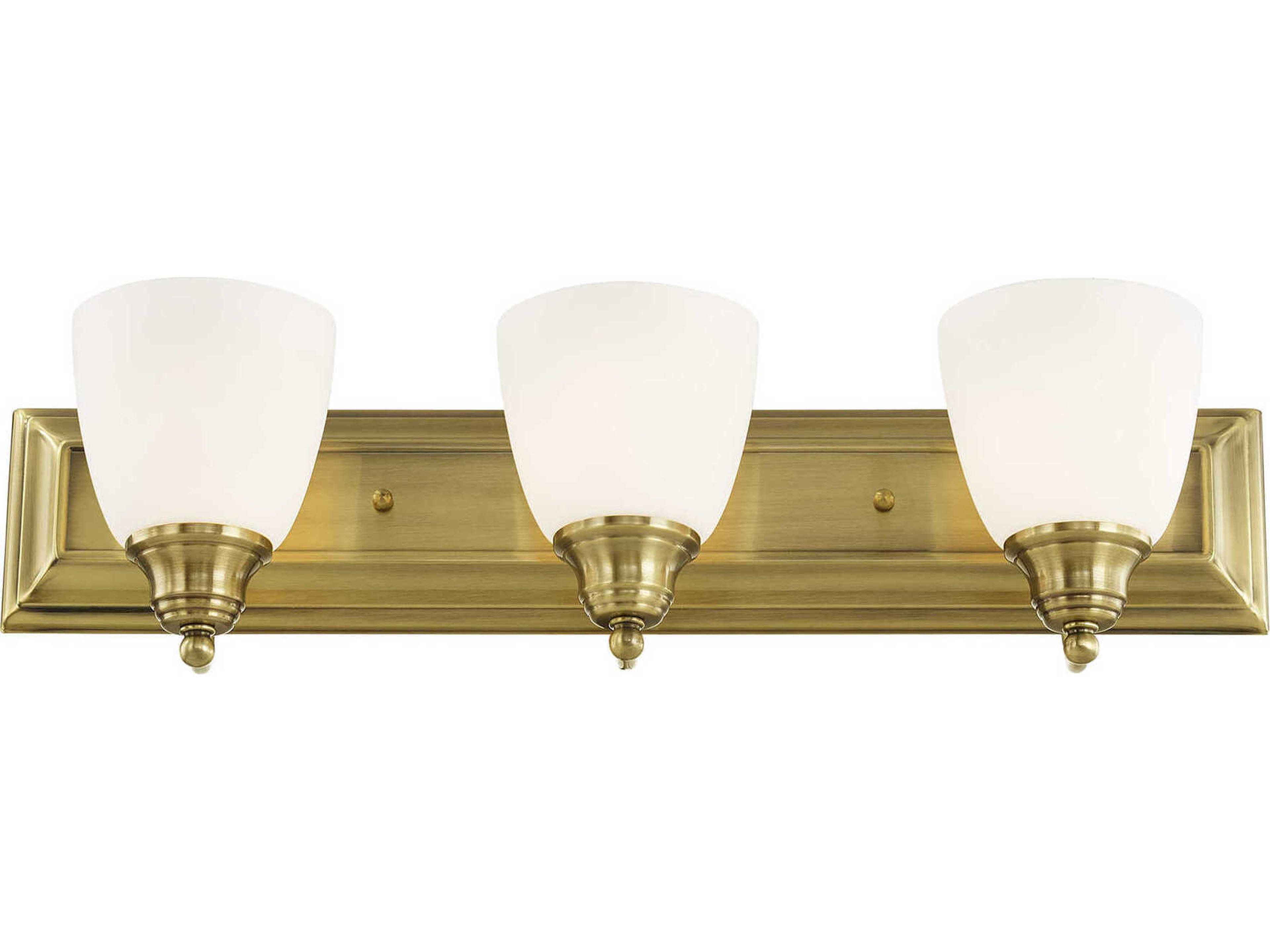 Livex Lighting Springfield 3-Light Antique Brass Glass Vanity Light